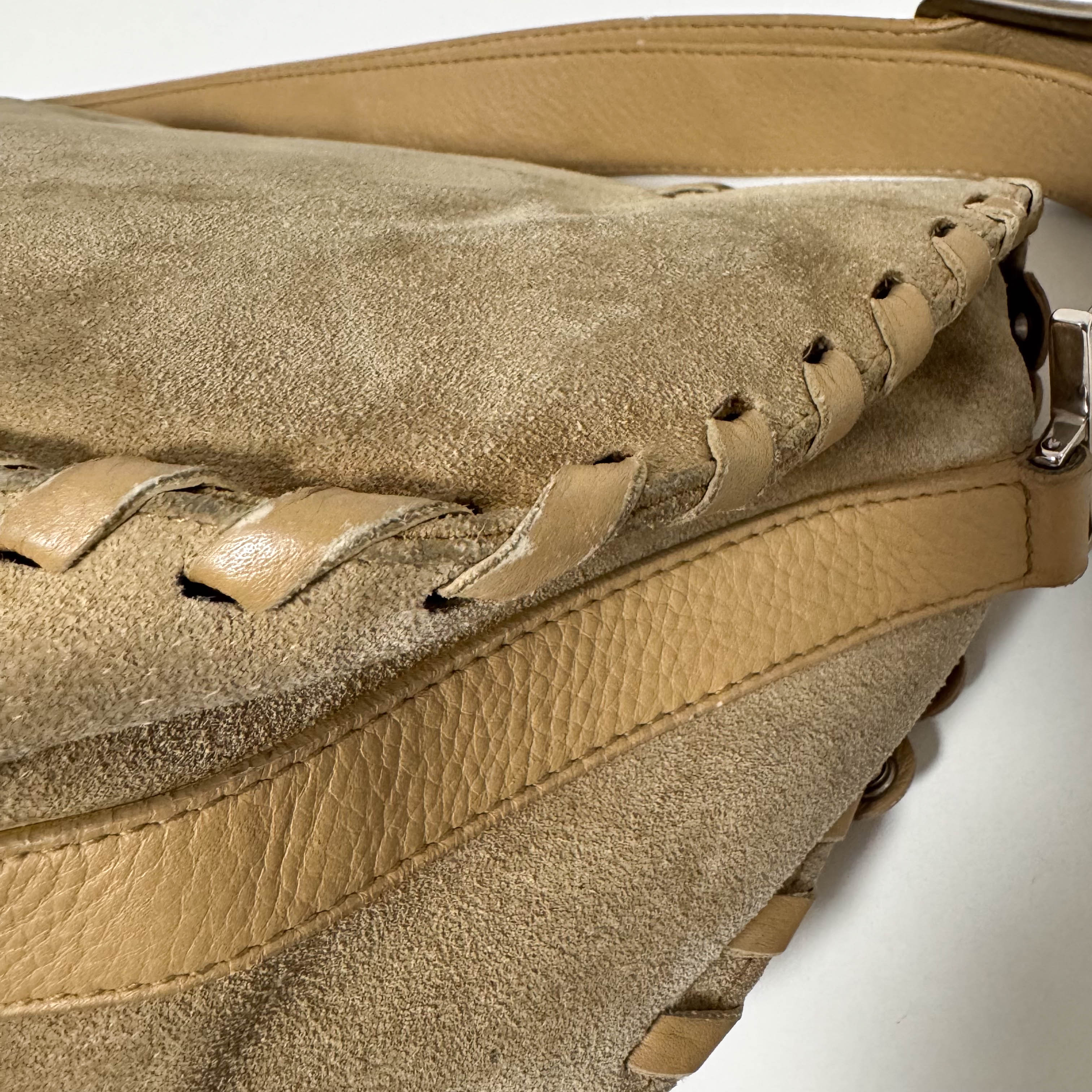 Vintage Suede Beige Shoulder Bag