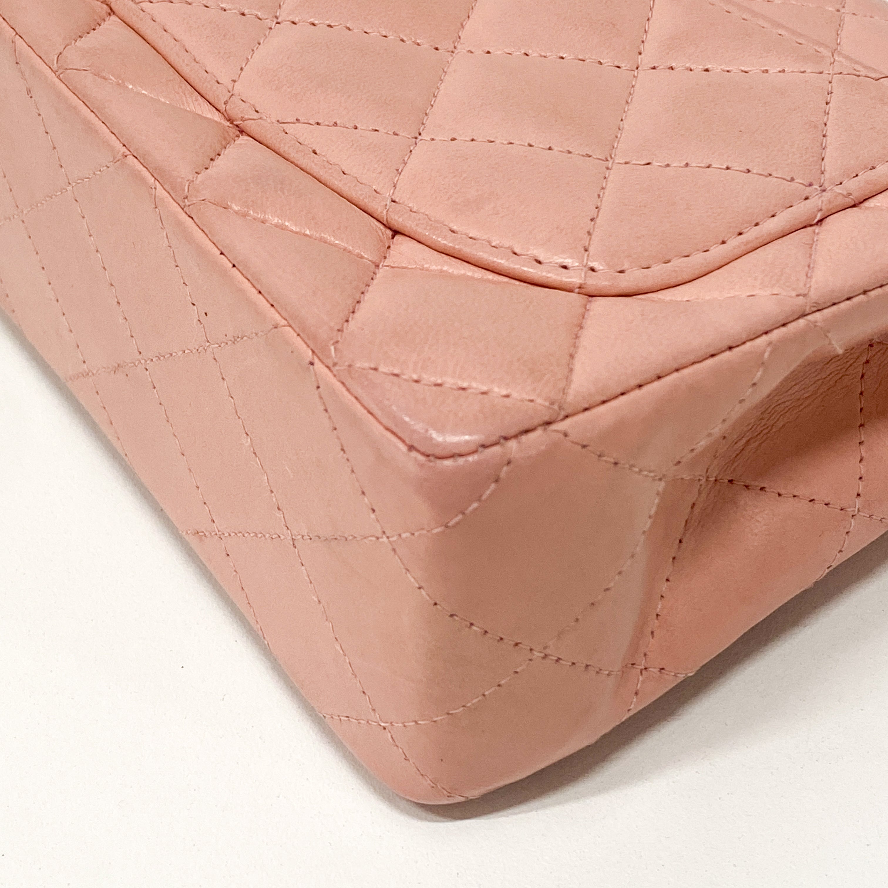 Classic Flap Pink Lambskin Mini Square Matelassé Bag