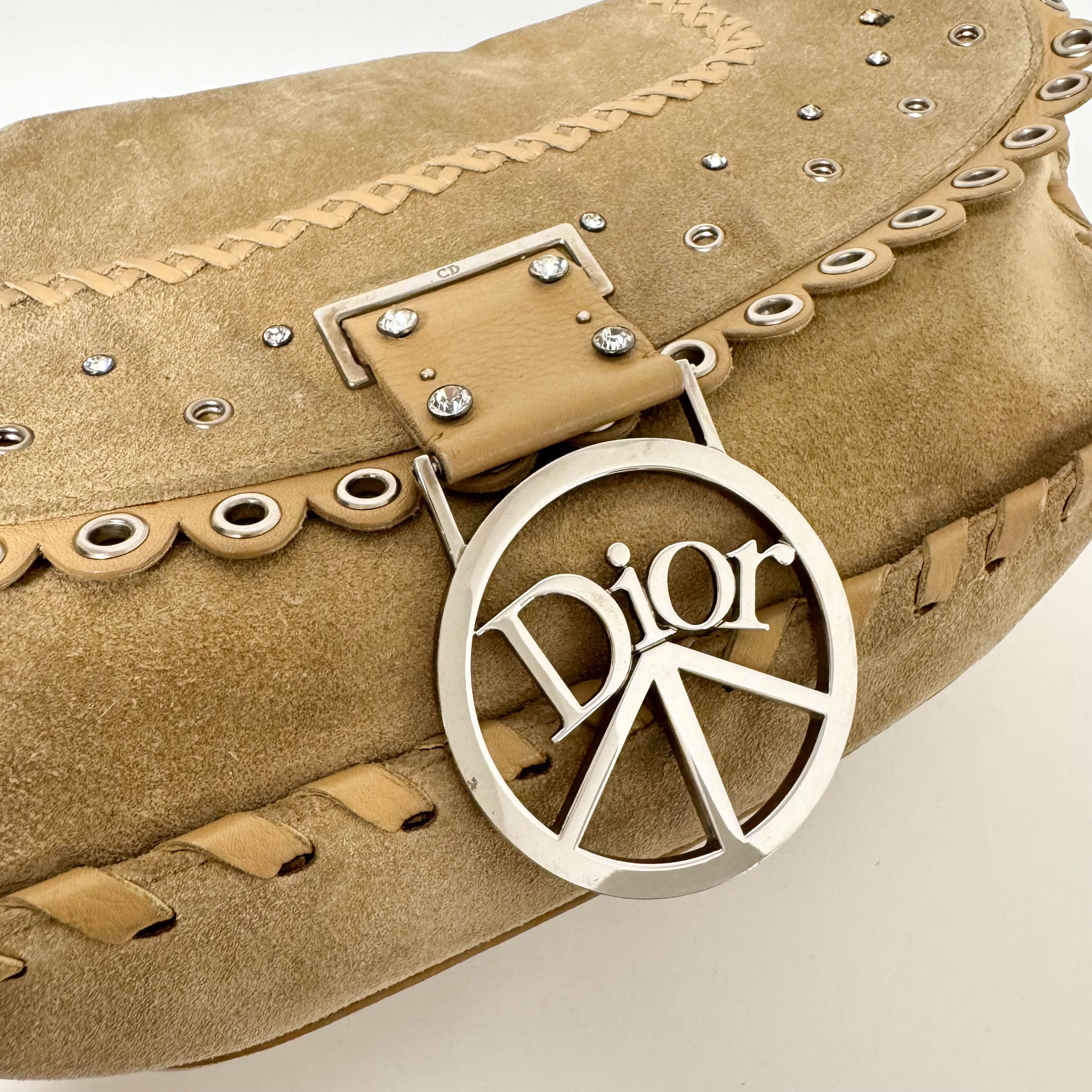 Vintage Suede Beige Shoulder Bag