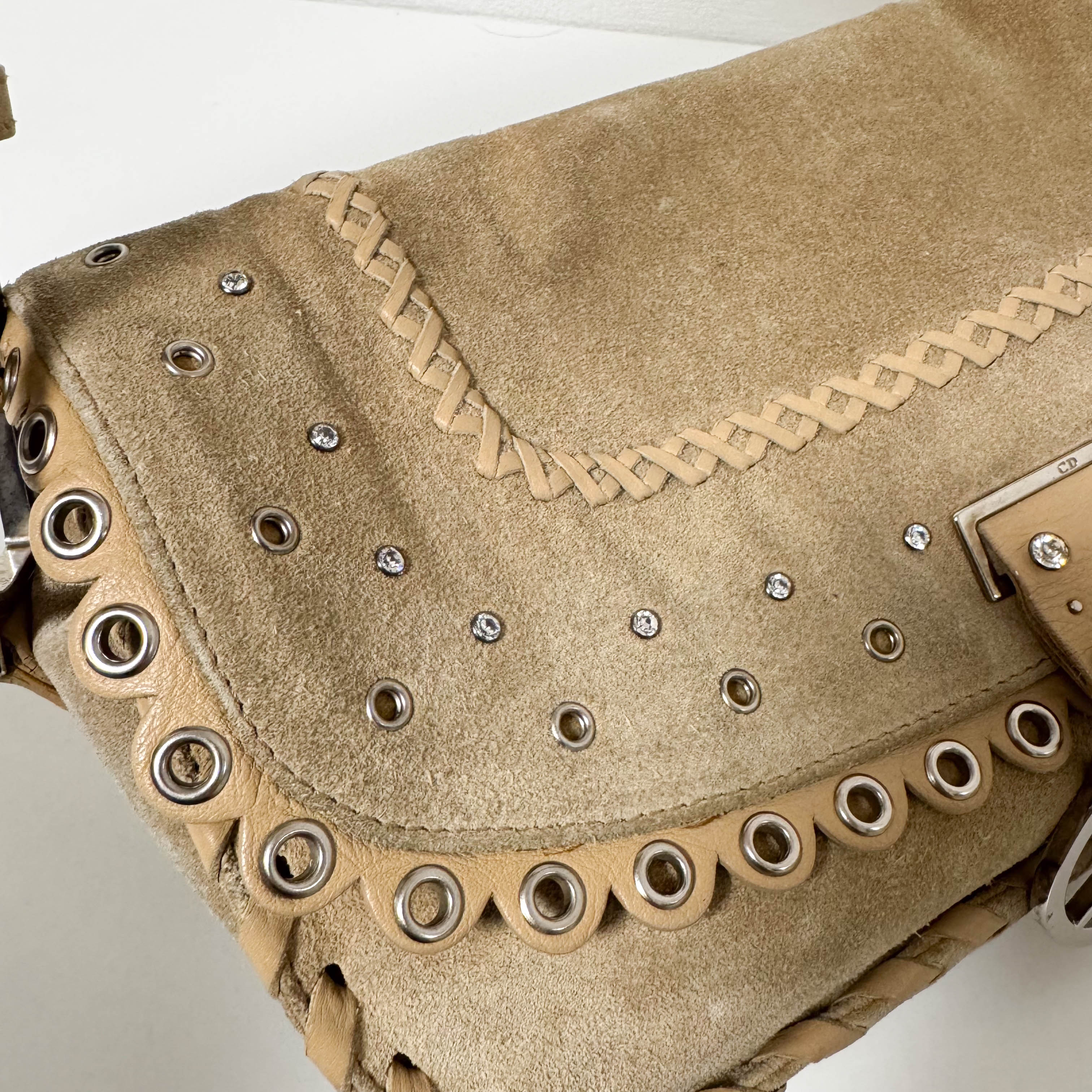 Vintage Suede Beige Shoulder Bag