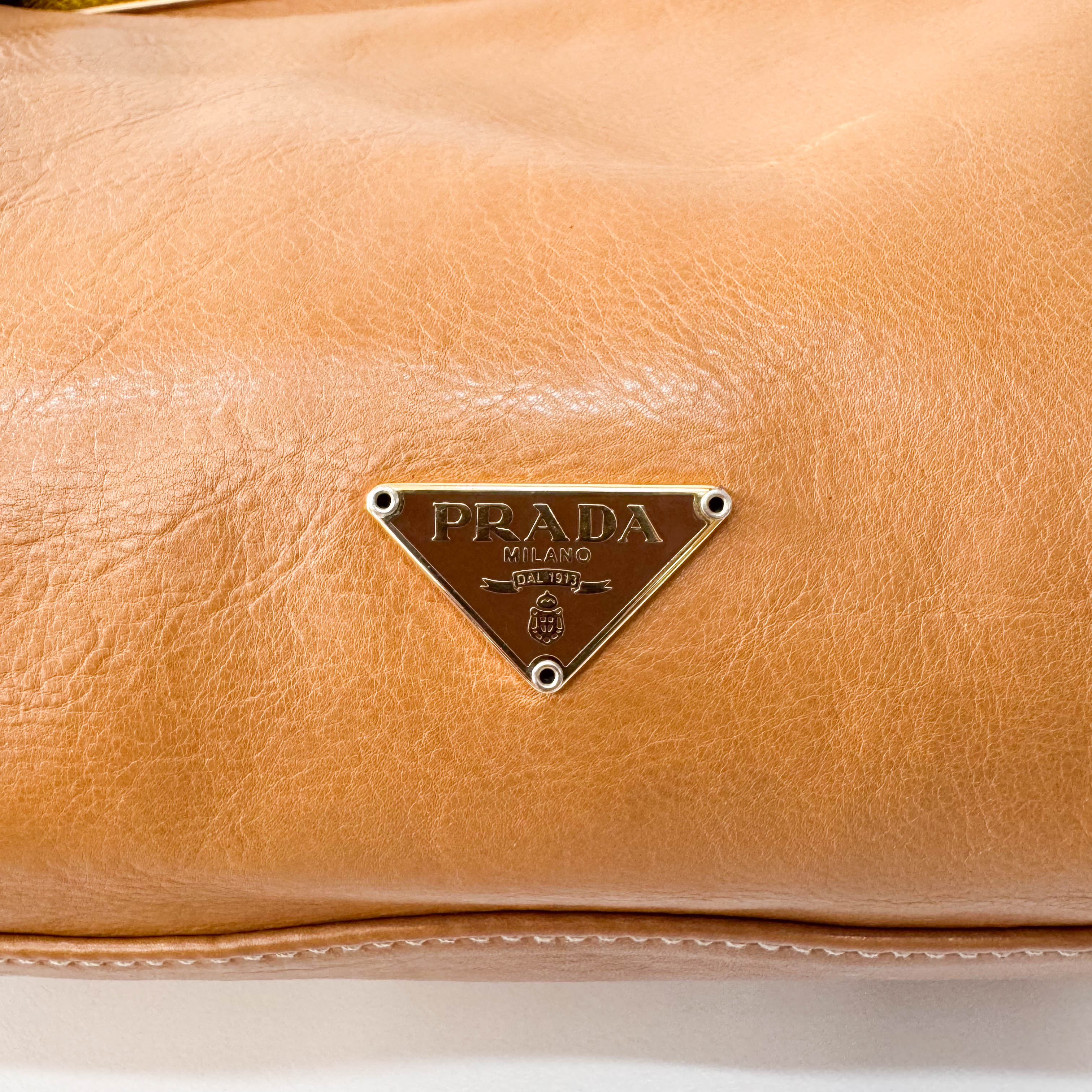 Brown Leather Gold Chain Shoulder Bag