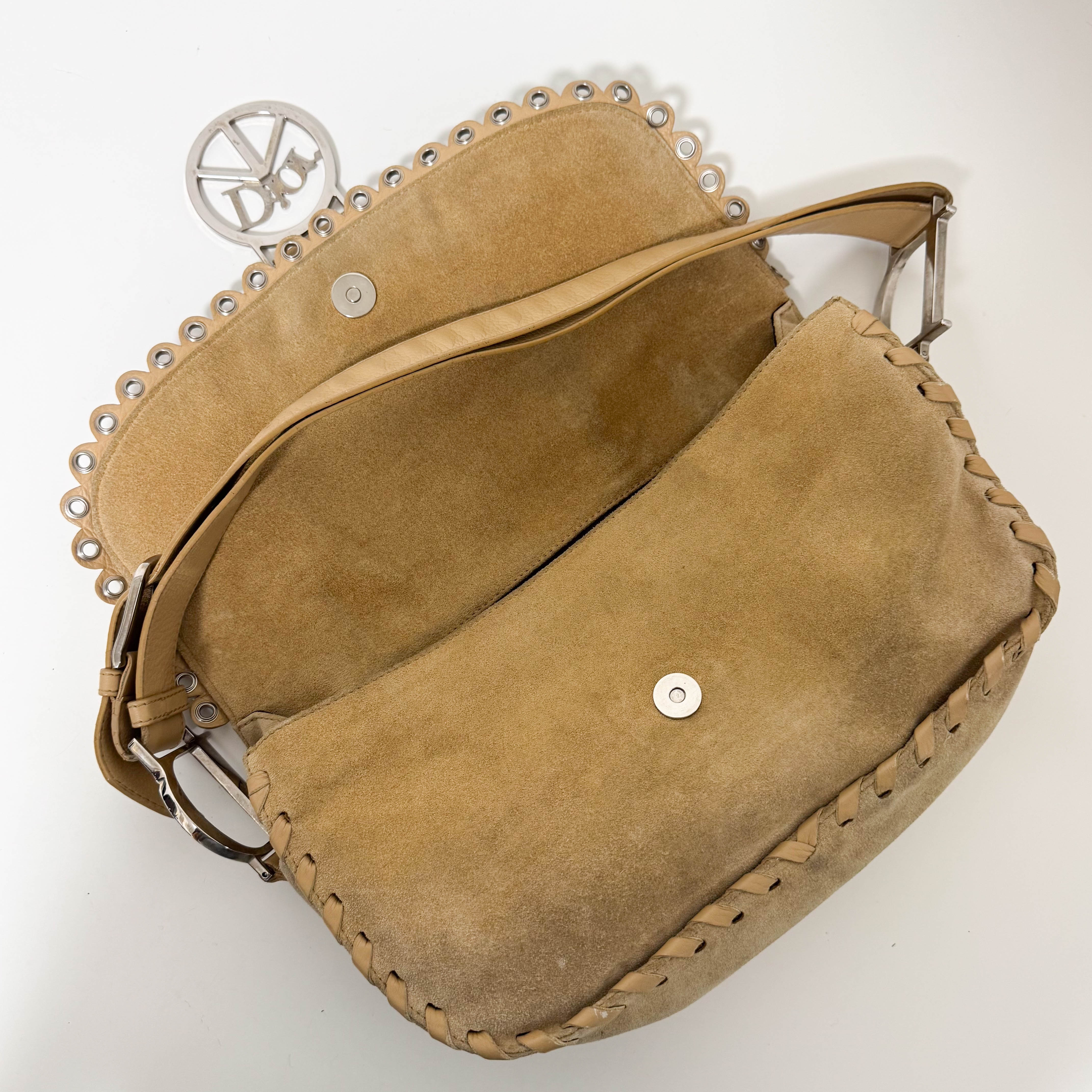 Vintage Suede Beige Shoulder Bag