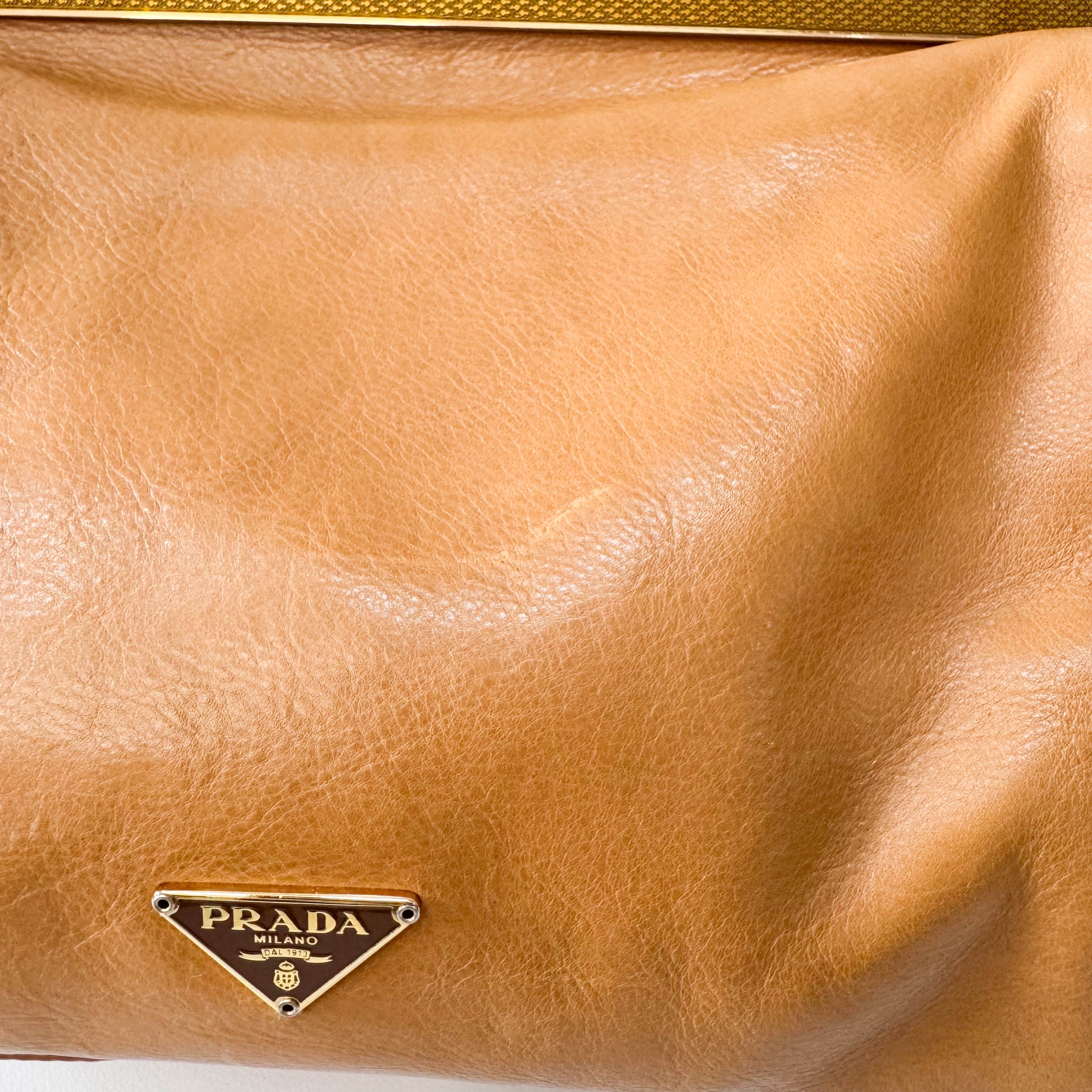 Brown Leather Gold Chain Shoulder Bag