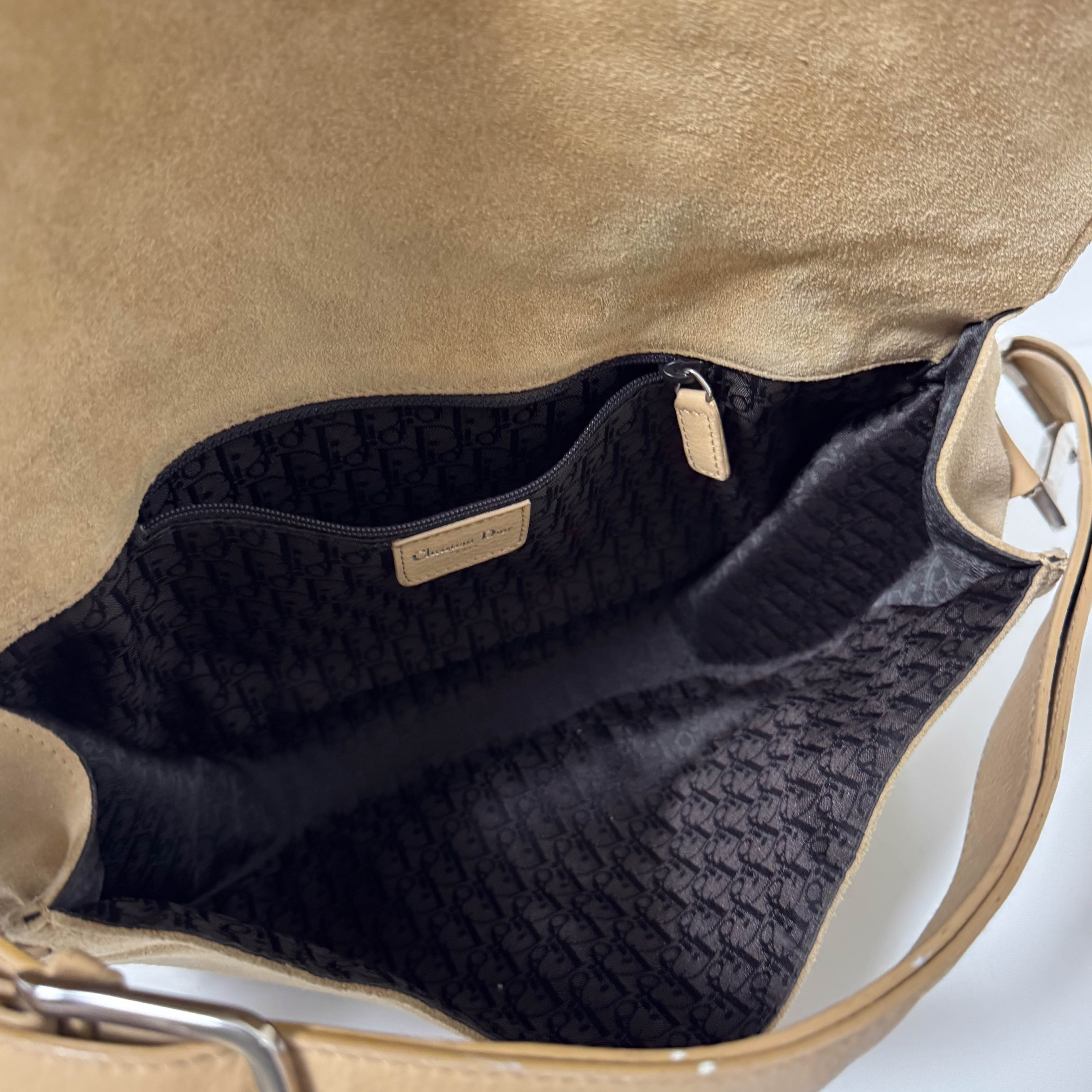 Vintage Suede Beige Shoulder Bag