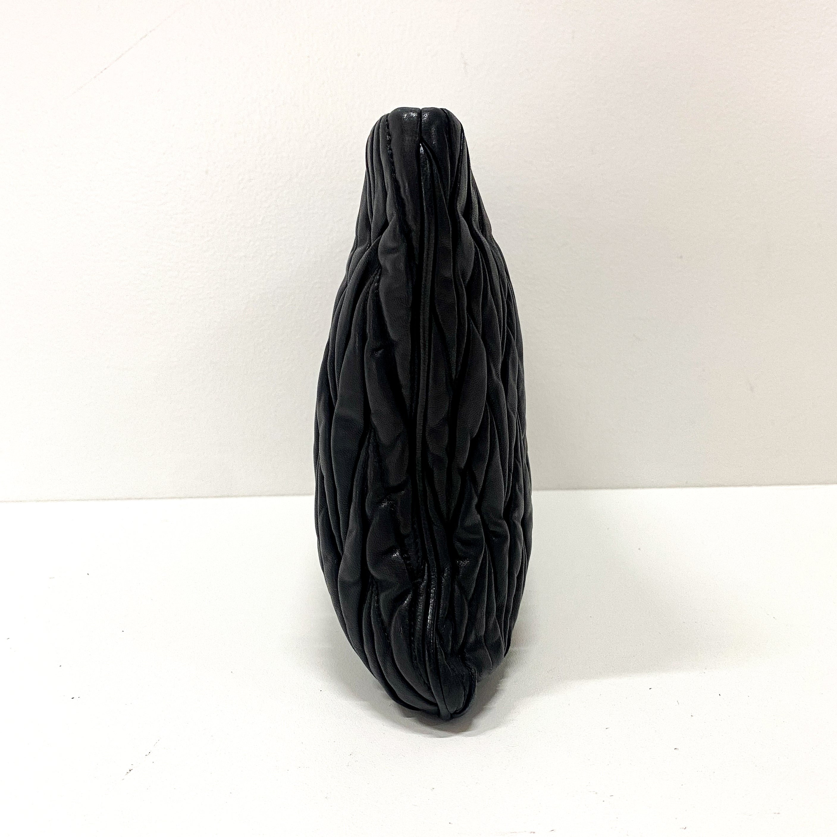 Matelasse Black Leather Clutch Bag