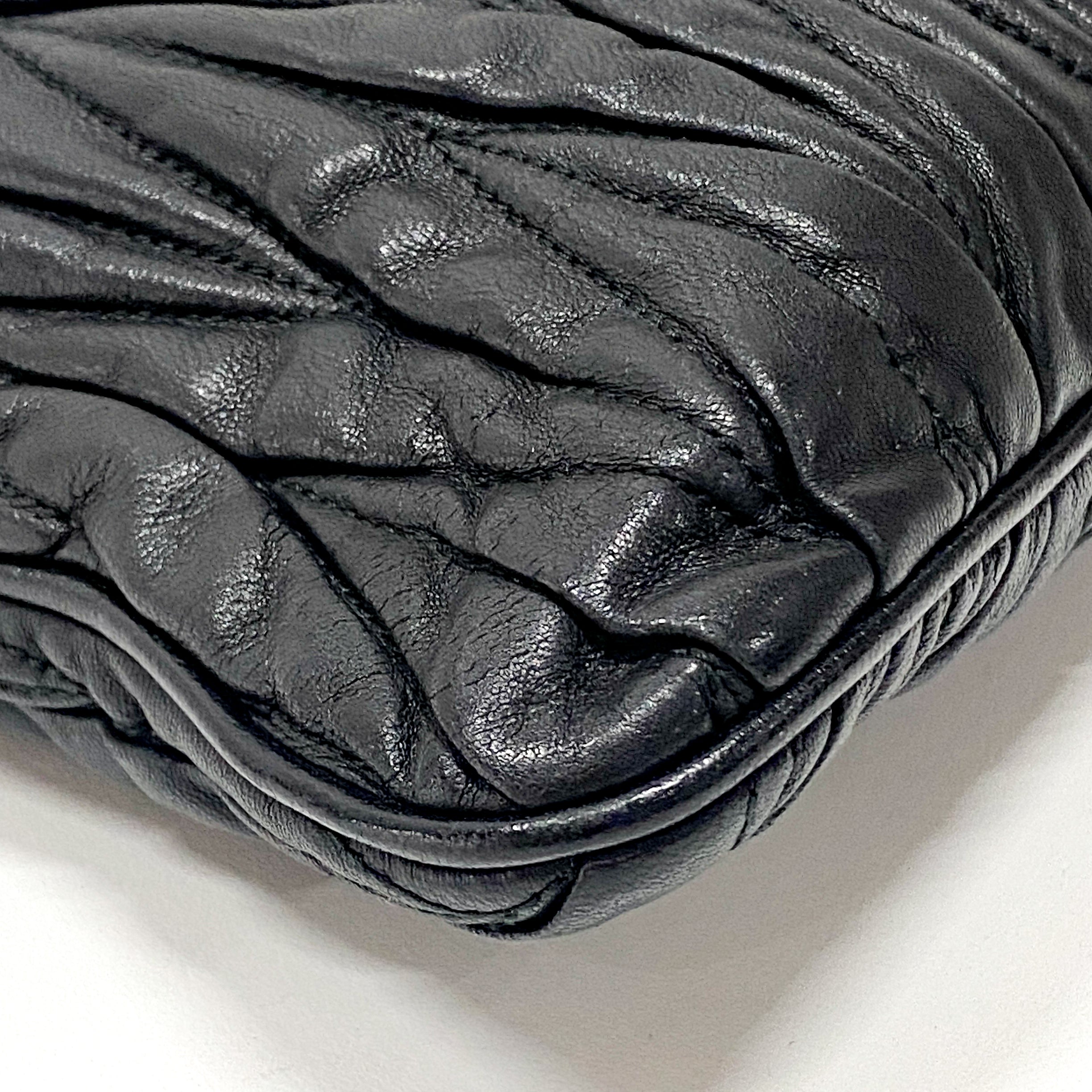 Matelasse Black Leather Clutch Bag