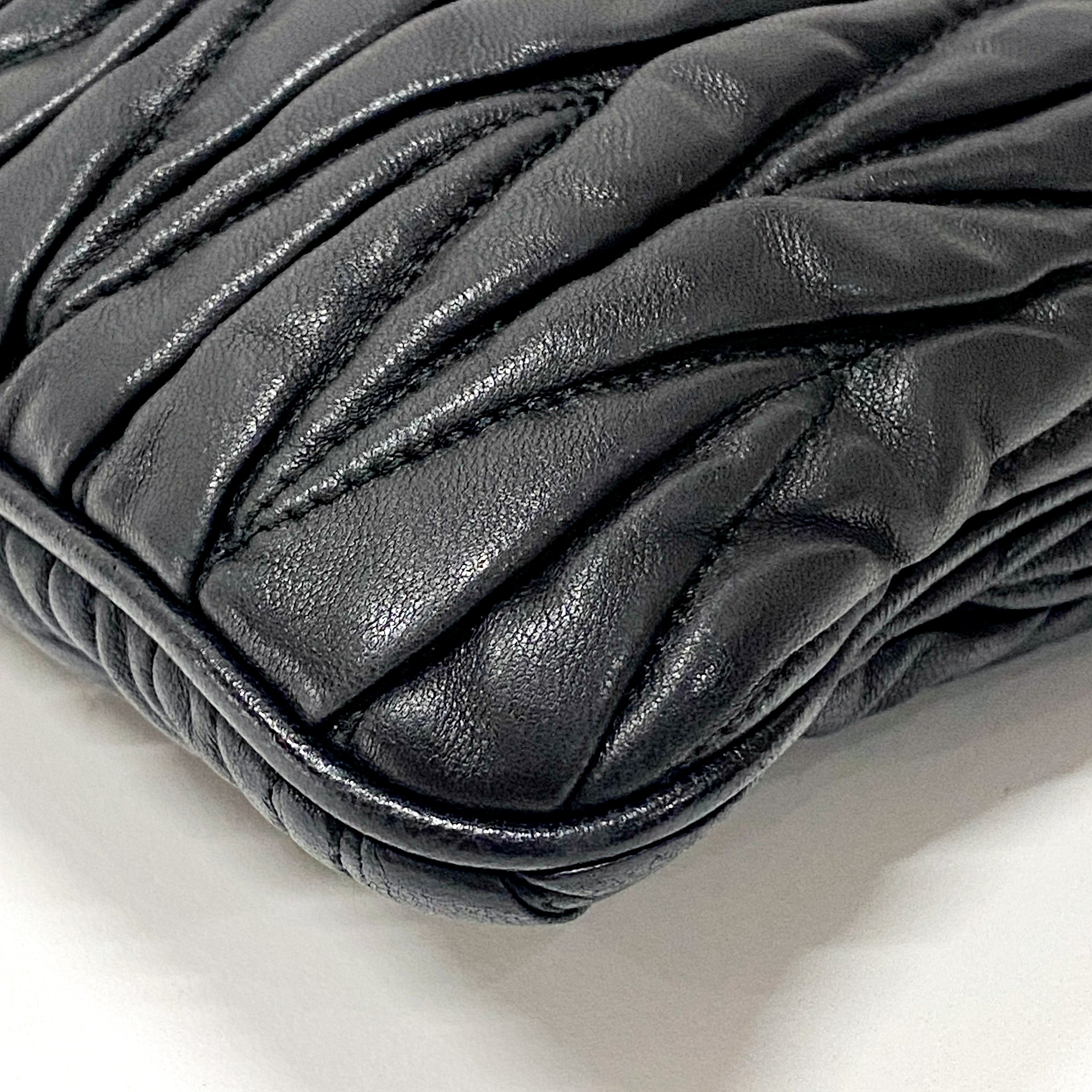 Matelasse Black Leather Clutch Bag