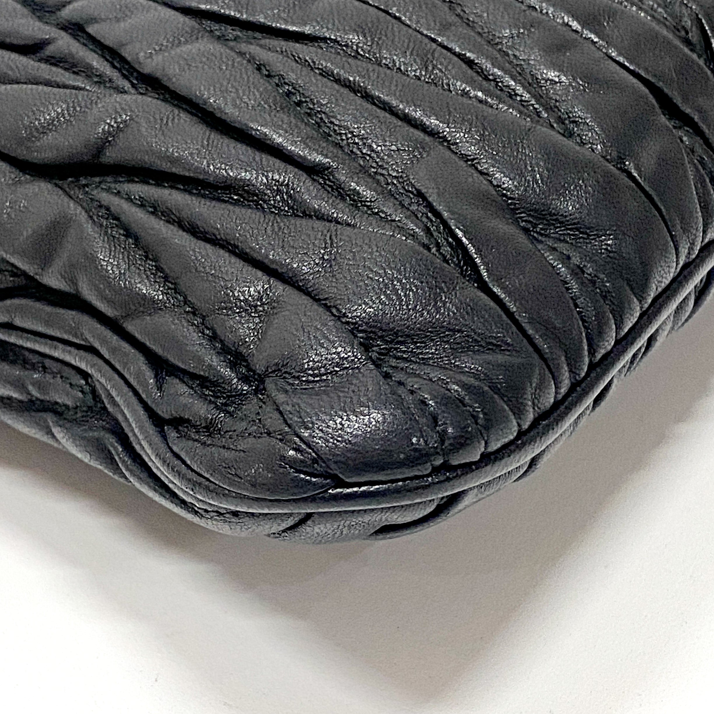 Matelasse Black Leather Clutch Bag