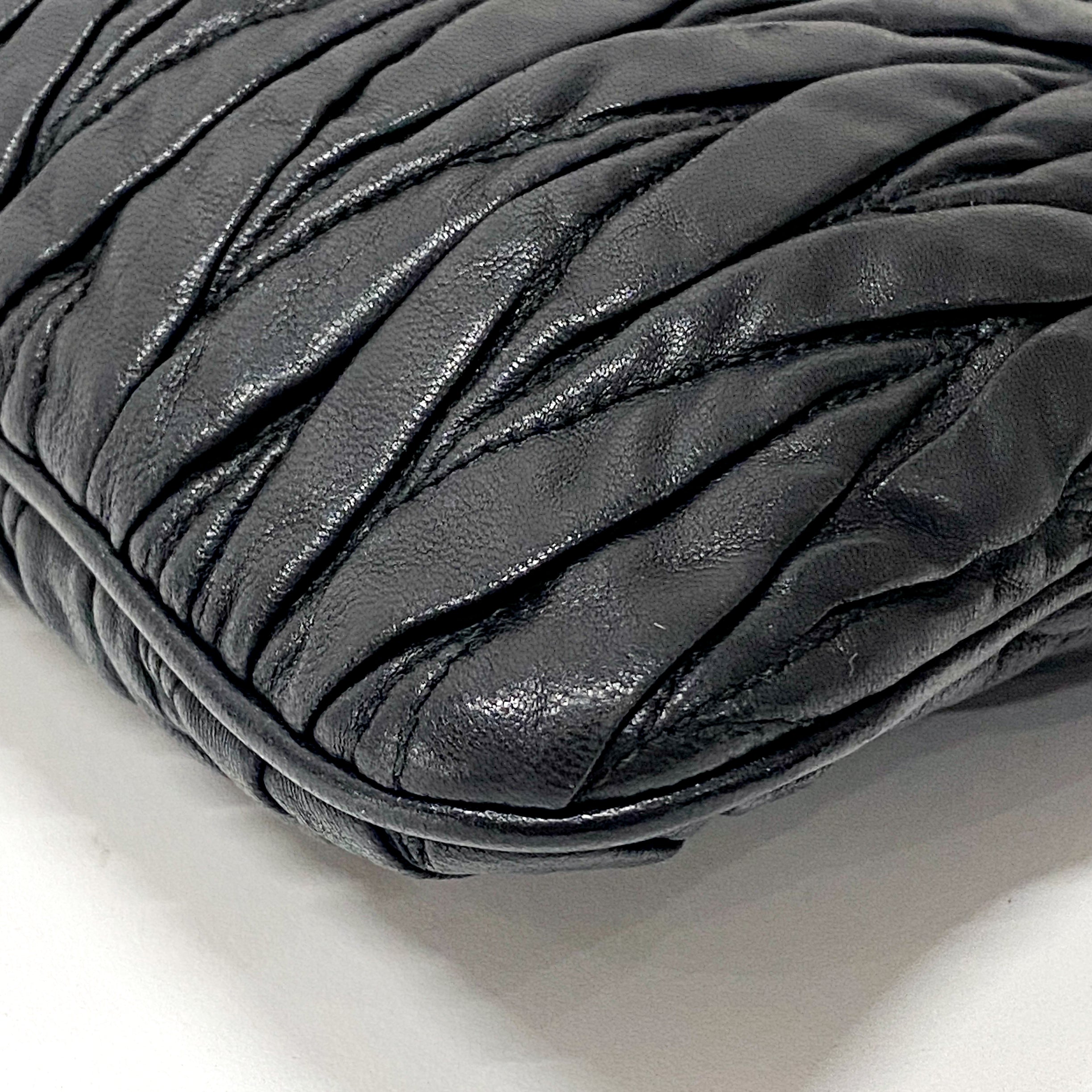 Matelasse Black Leather Clutch Bag