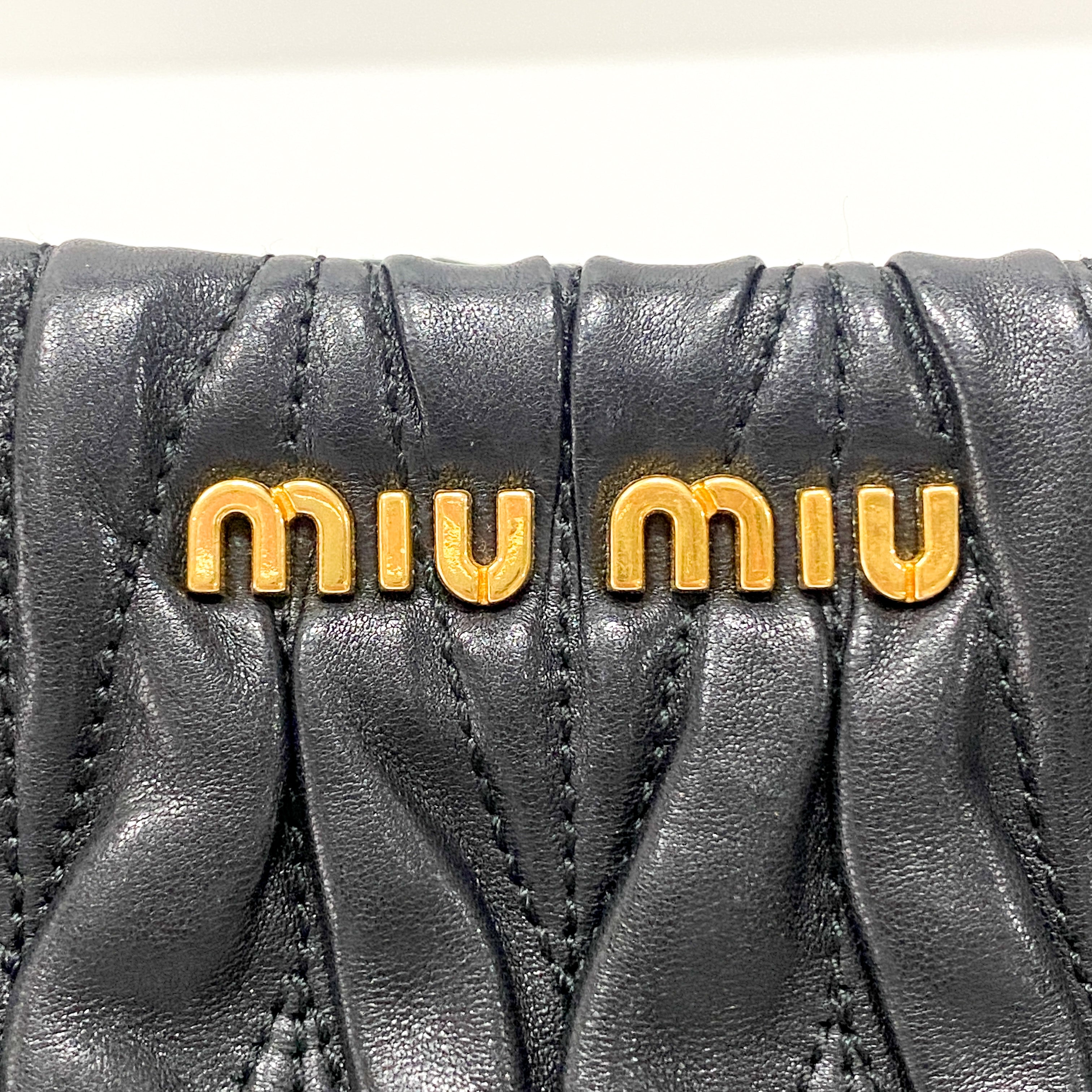 Matelasse Black Leather Clutch Bag