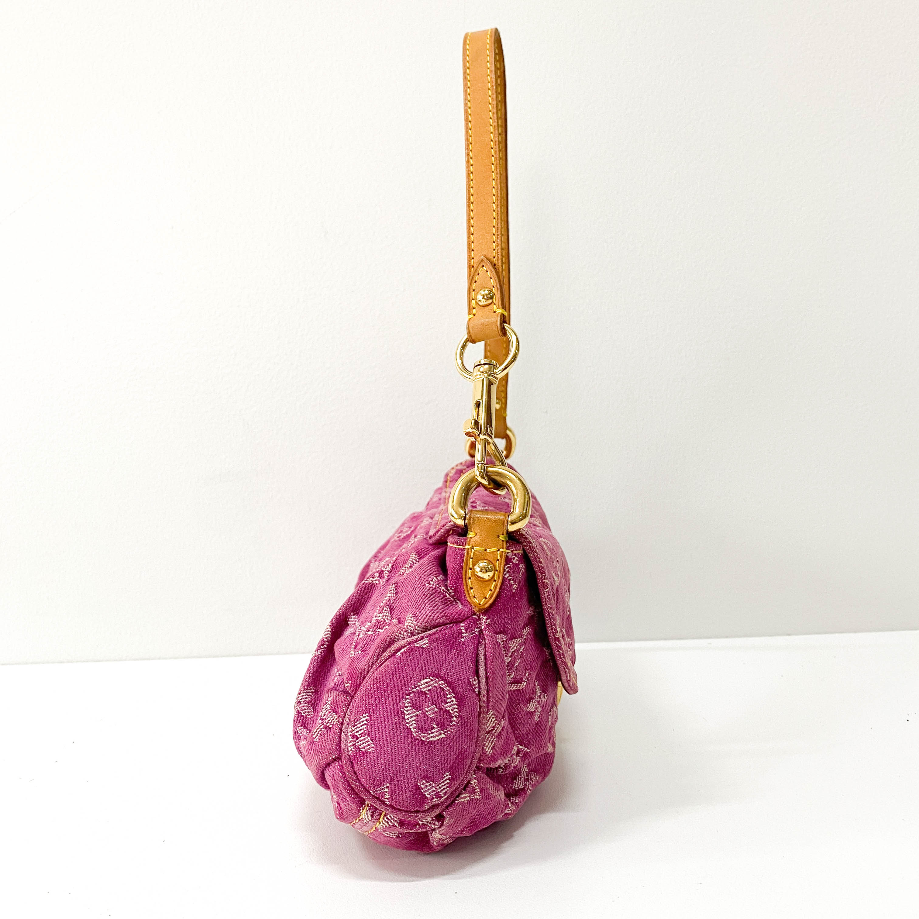 Monogram Pink Denim Mini Pleaty