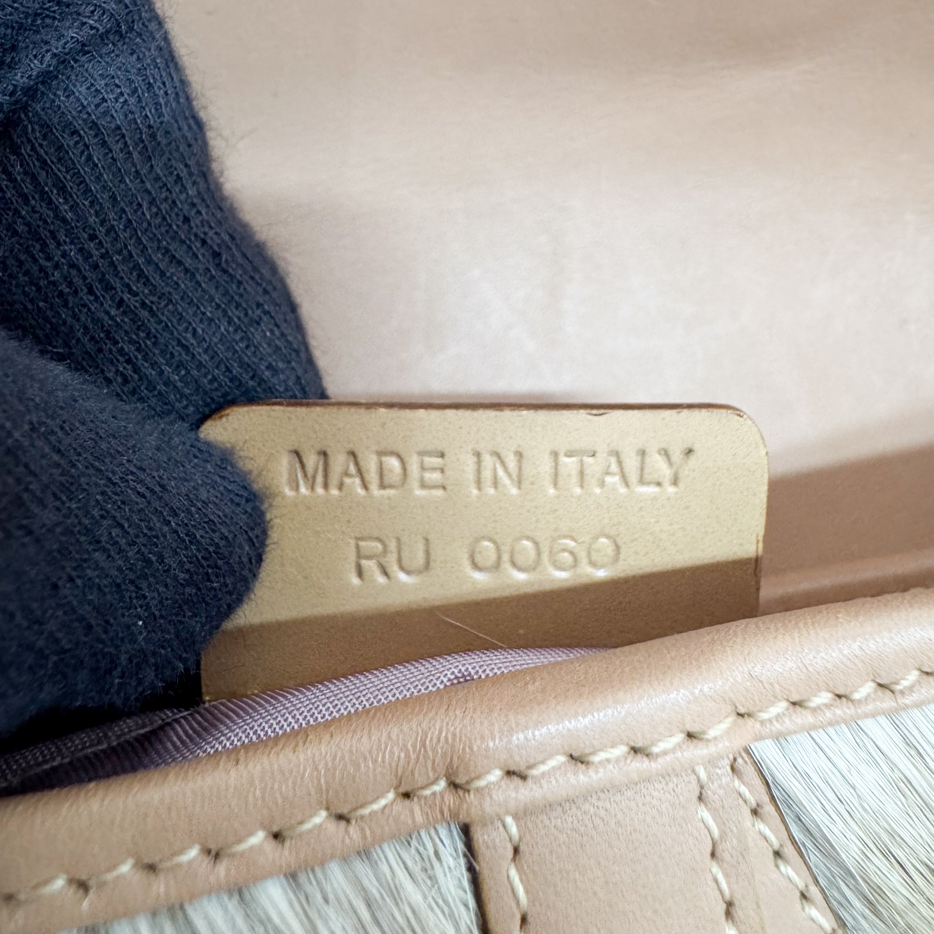 Beige Pony Hair Saddle Bag