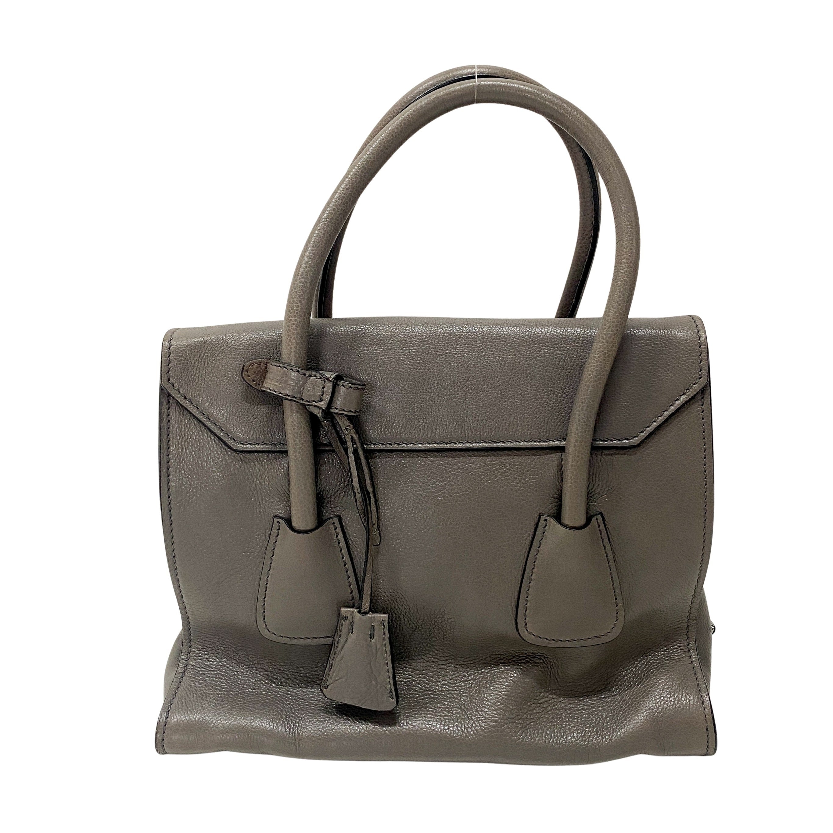 Grey Leather Two Way Bag