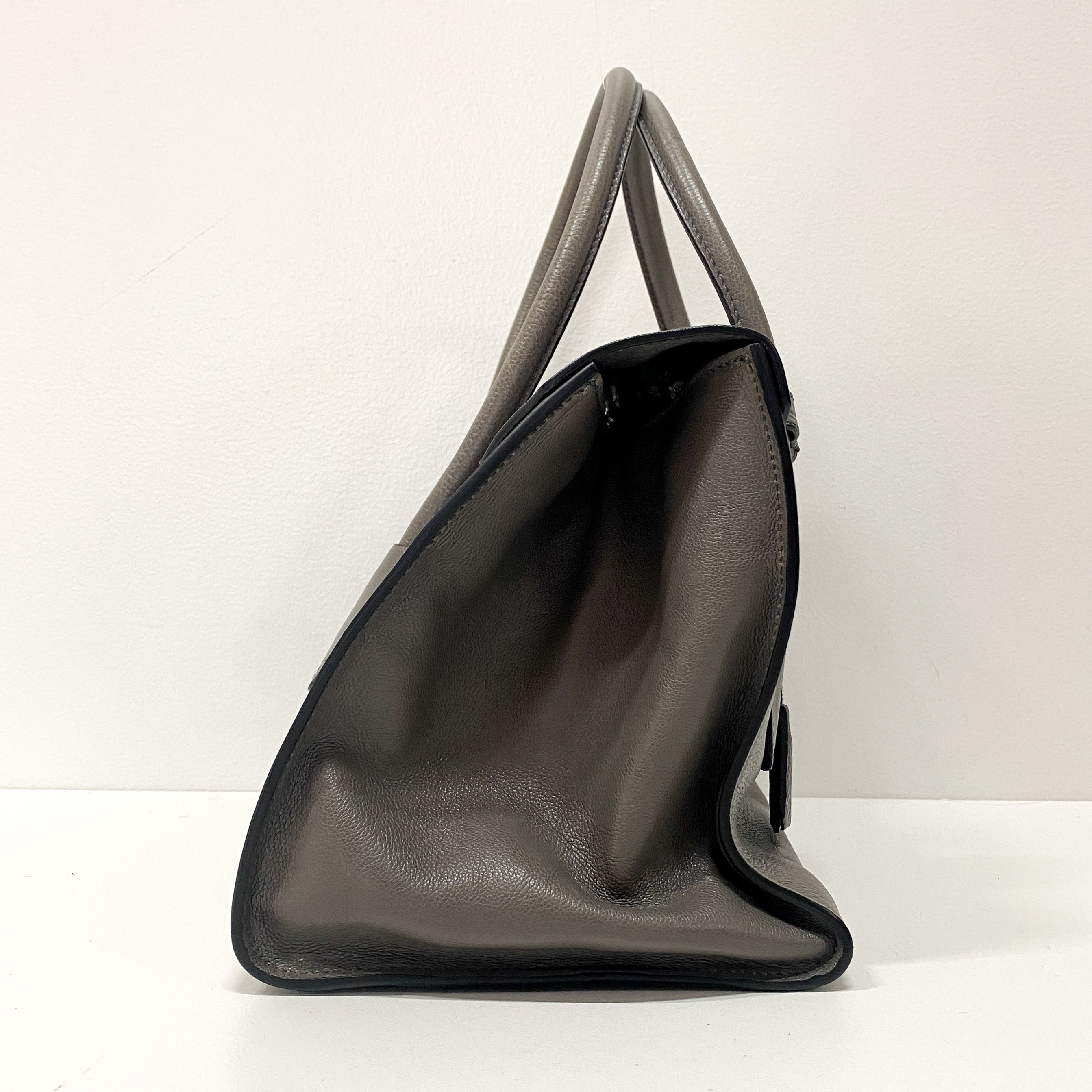 Grey Leather Two Way Bag