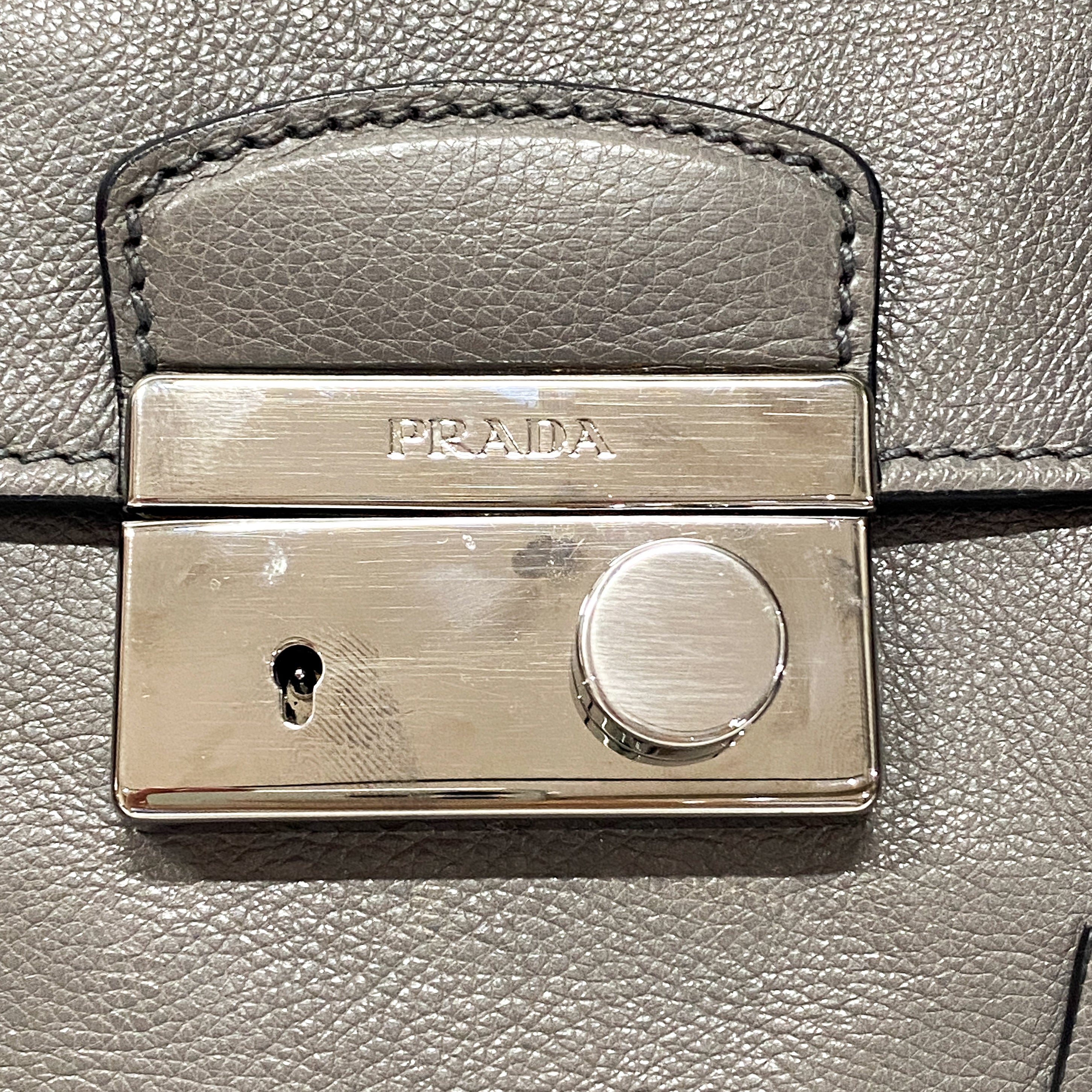 Grey Leather Two Way Bag