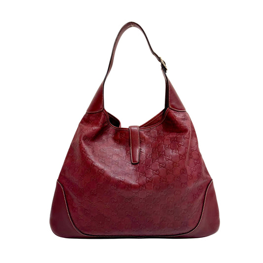 Guccissima Red Leather Hobo Bag