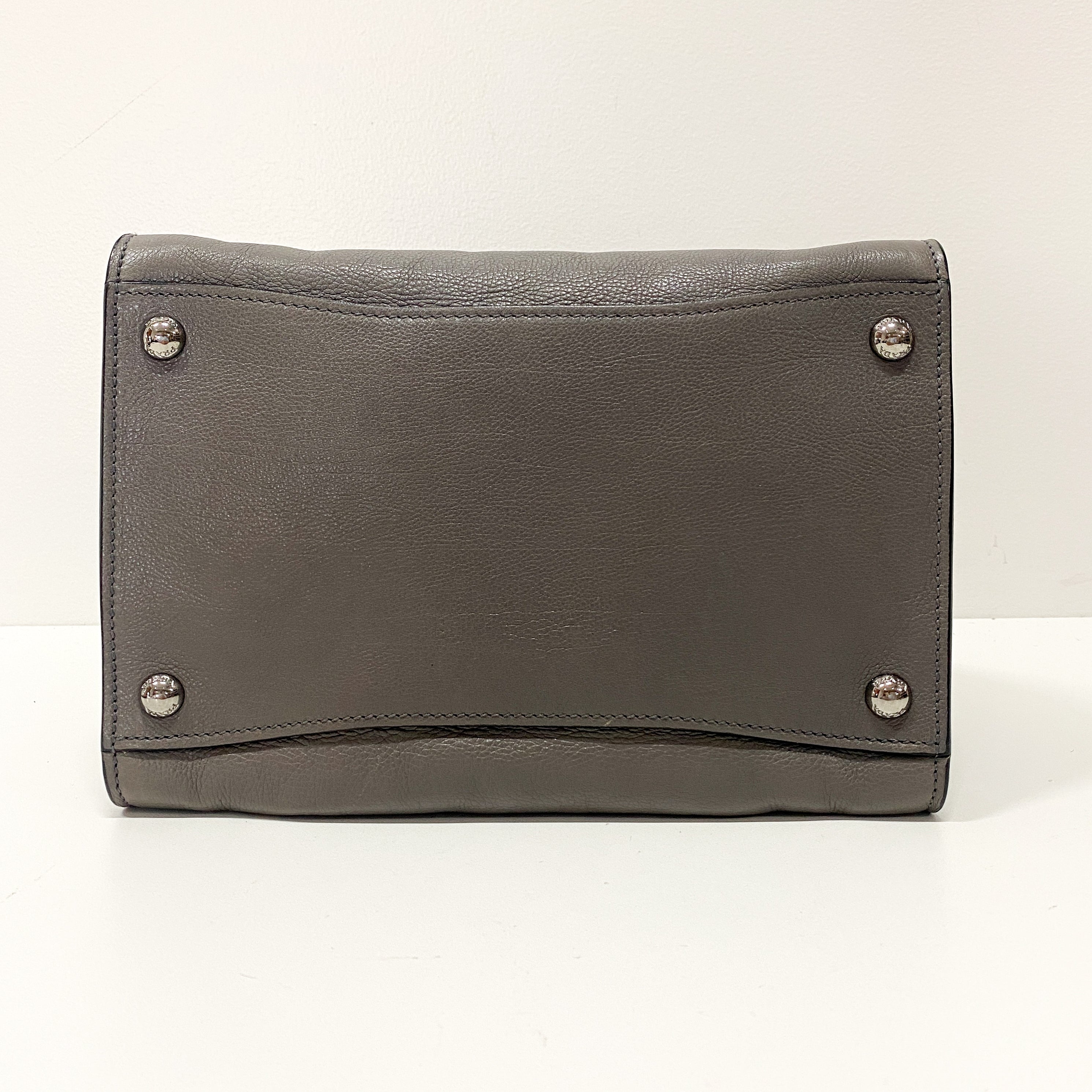 Grey Leather Two Way Bag