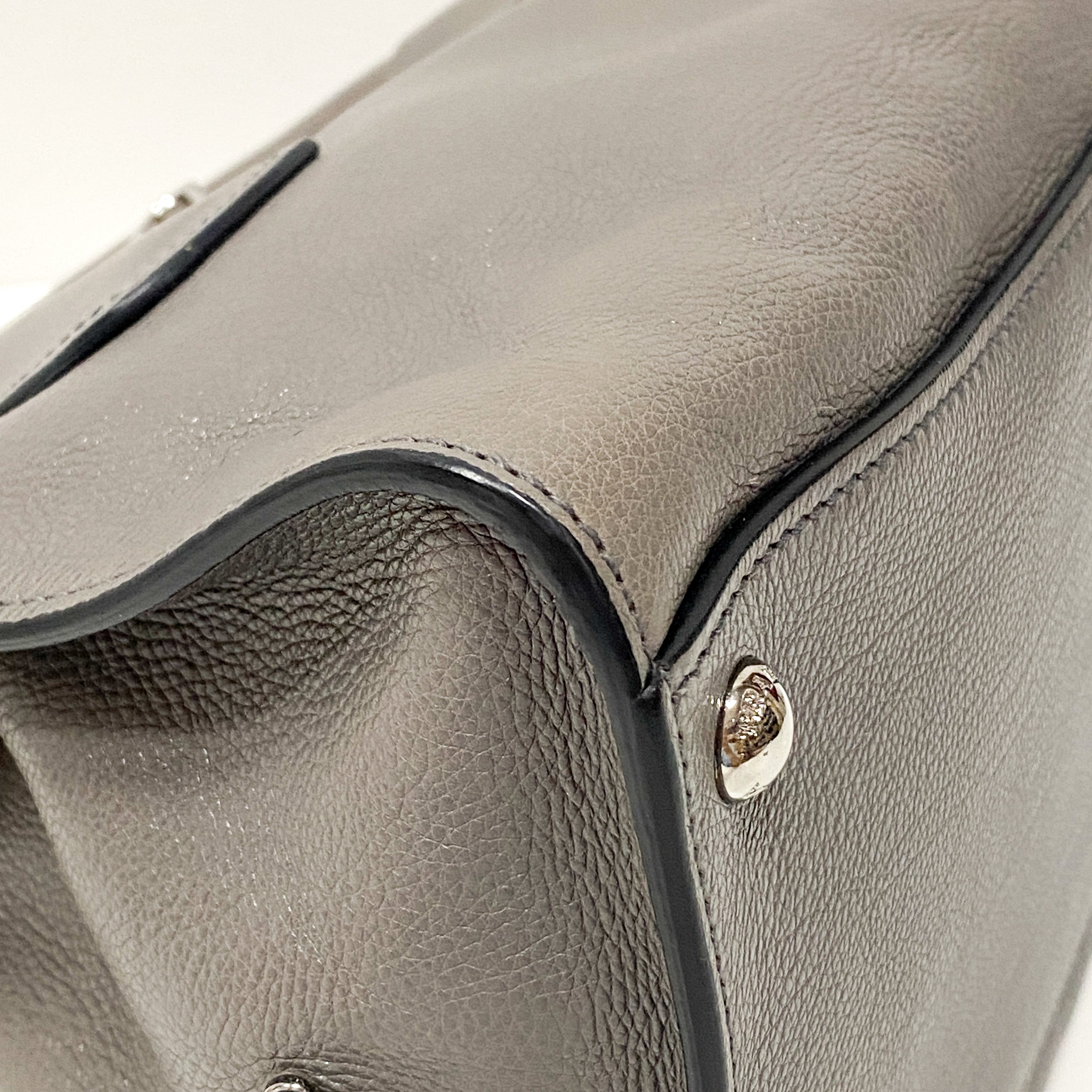 Grey Leather Two Way Bag