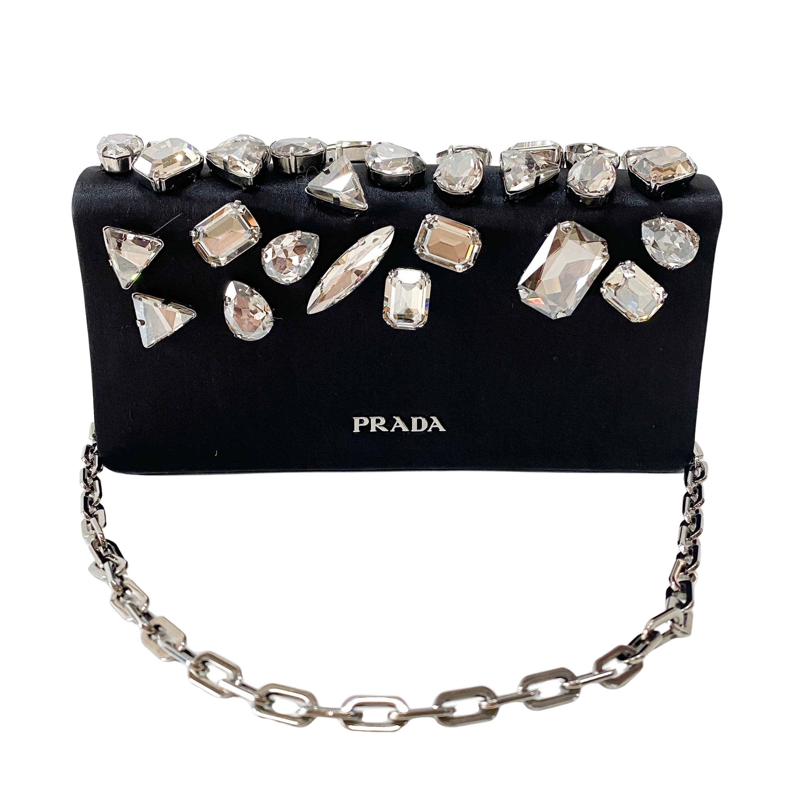 Bijou Black Satin Chain Shoulder Bag