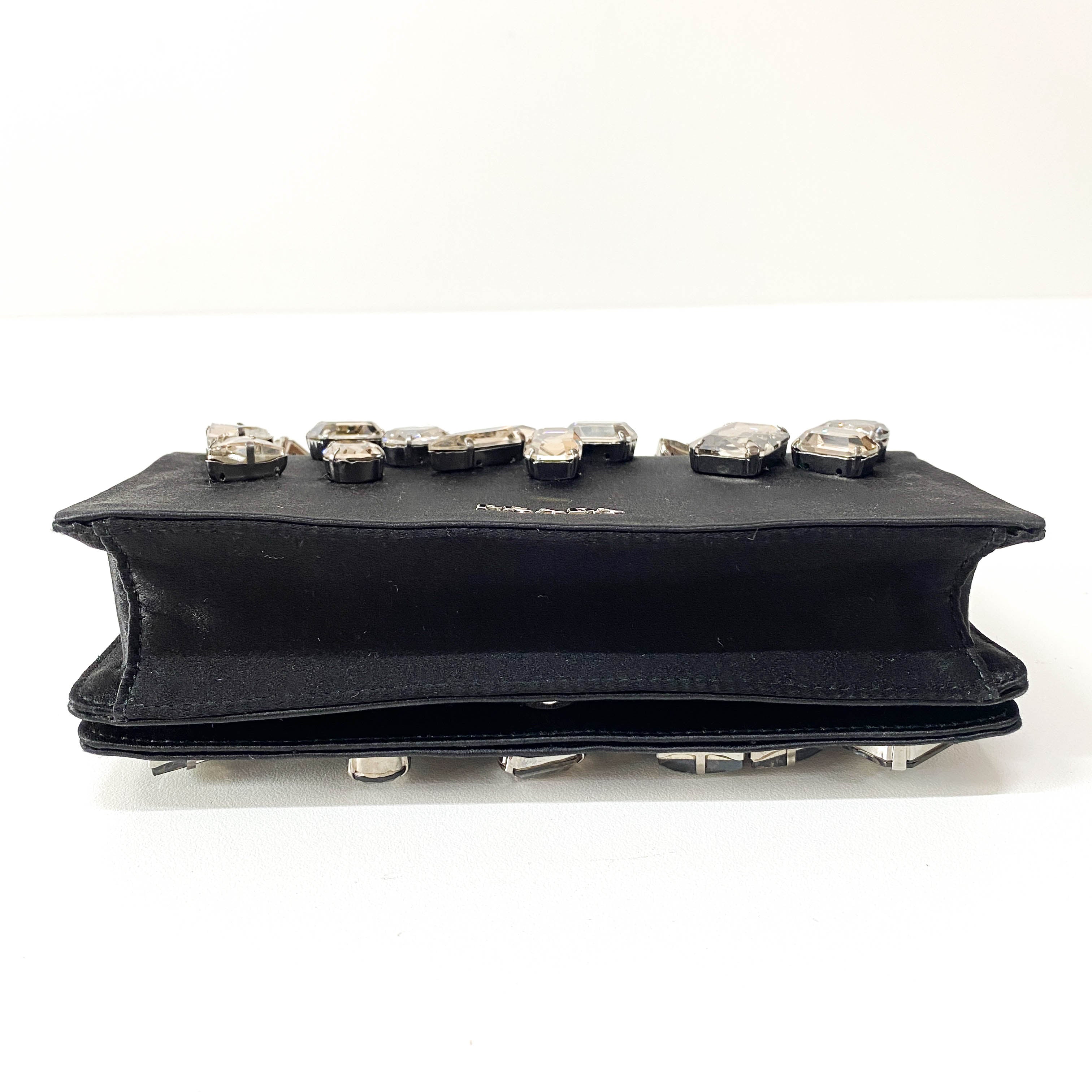 Bijou Black Satin Chain Shoulder Bag