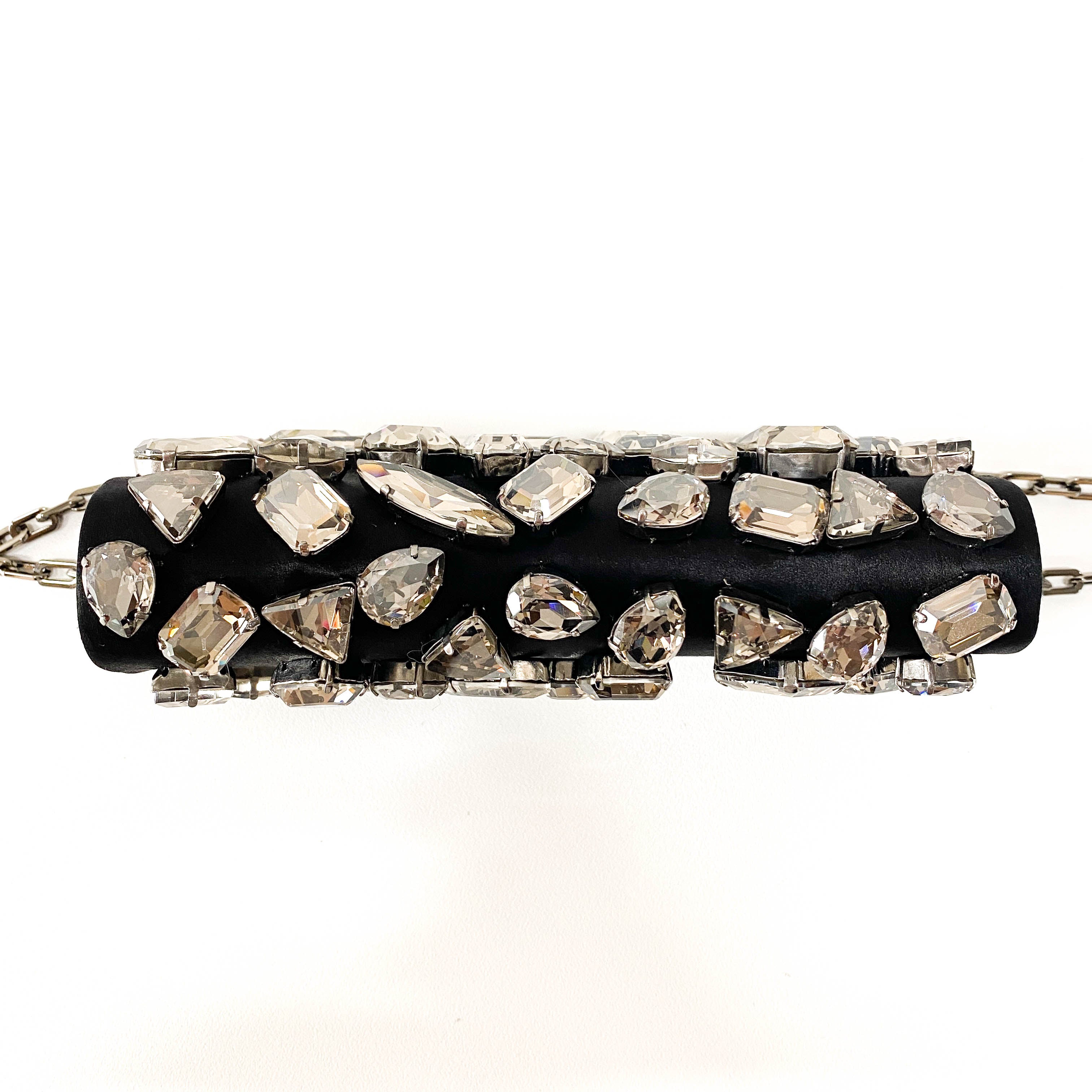 Bijou Black Satin Chain Shoulder Bag