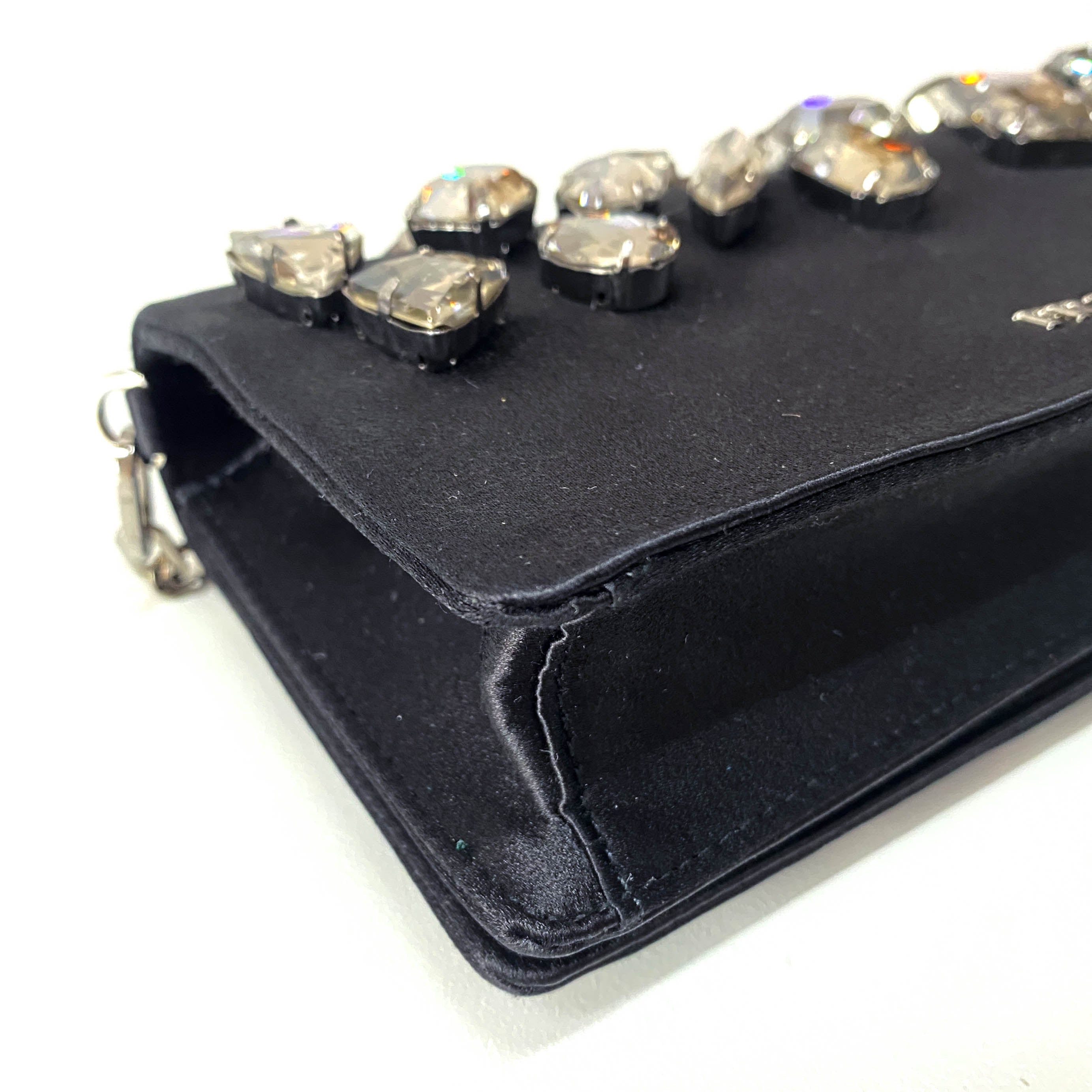 Bijou Black Satin Chain Shoulder Bag