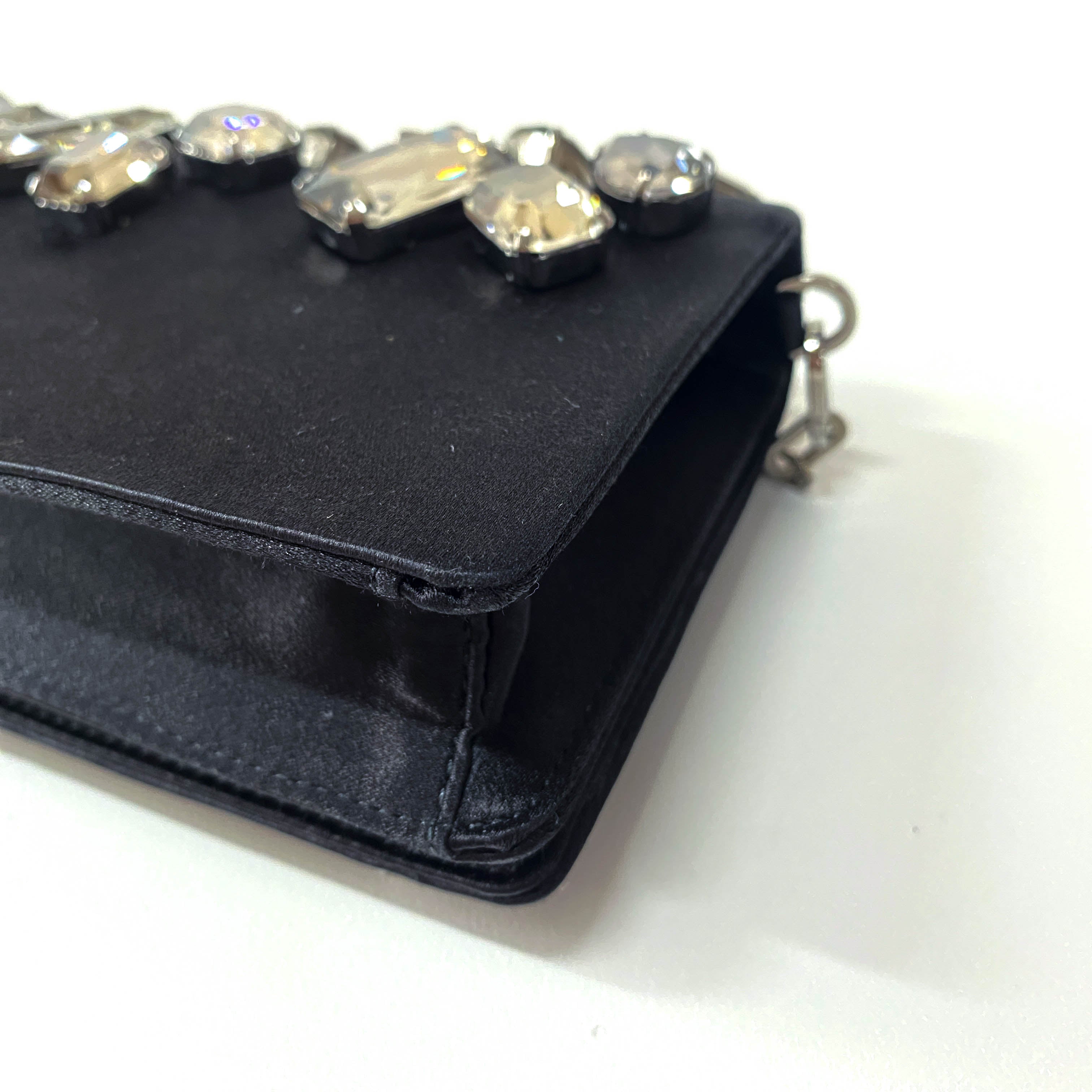 Bijou Black Satin Chain Shoulder Bag