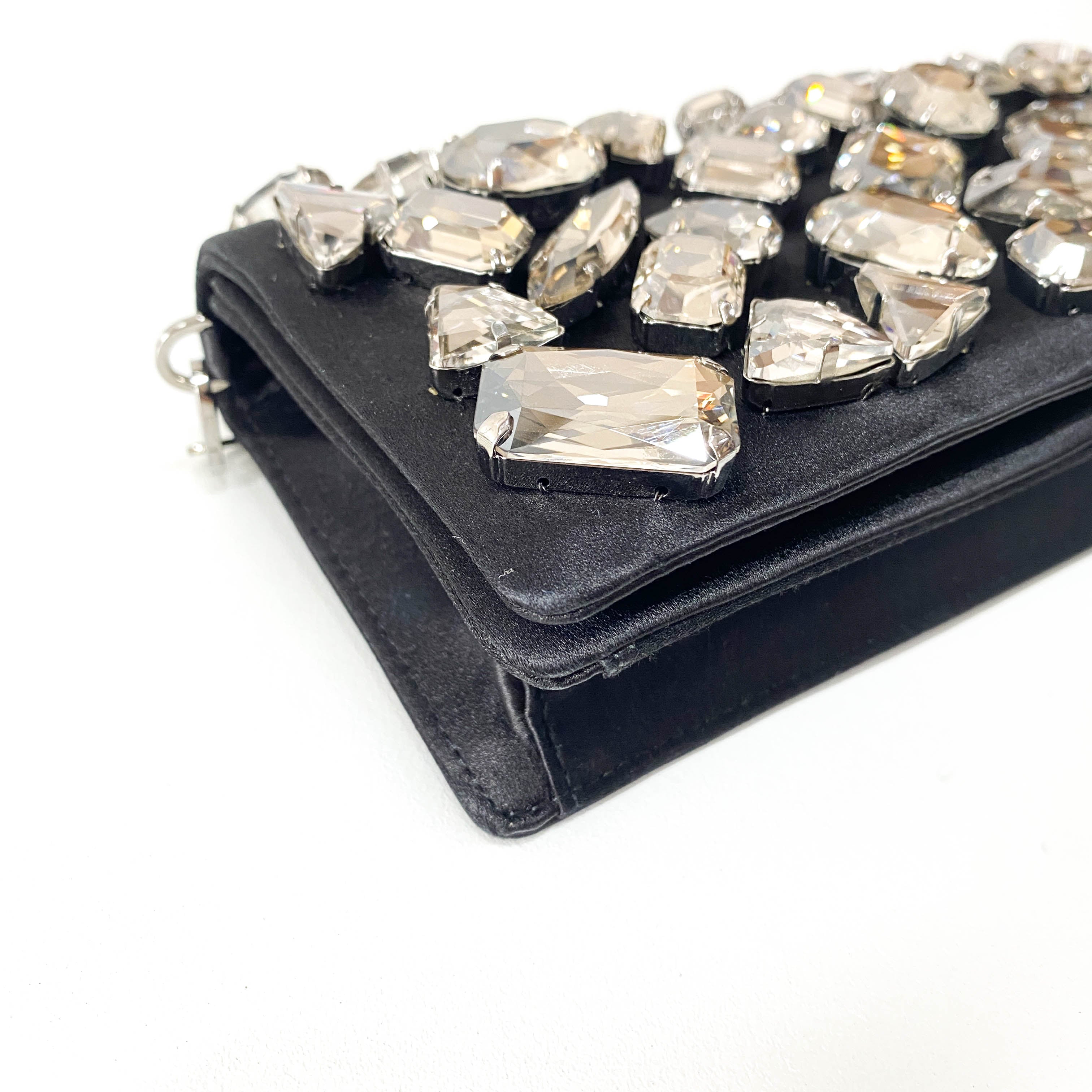 Bijou Black Satin Chain Shoulder Bag