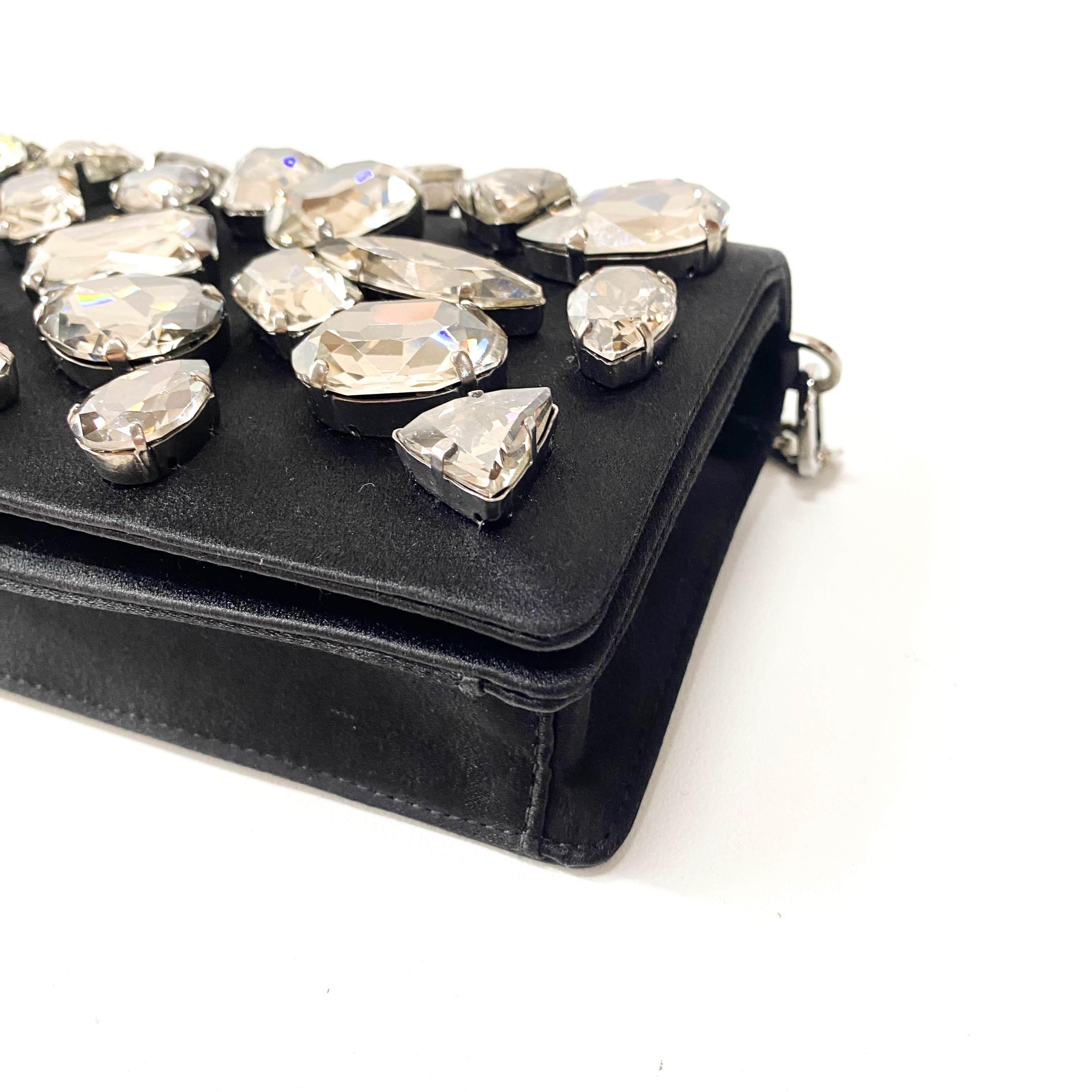 Bijou Black Satin Chain Shoulder Bag