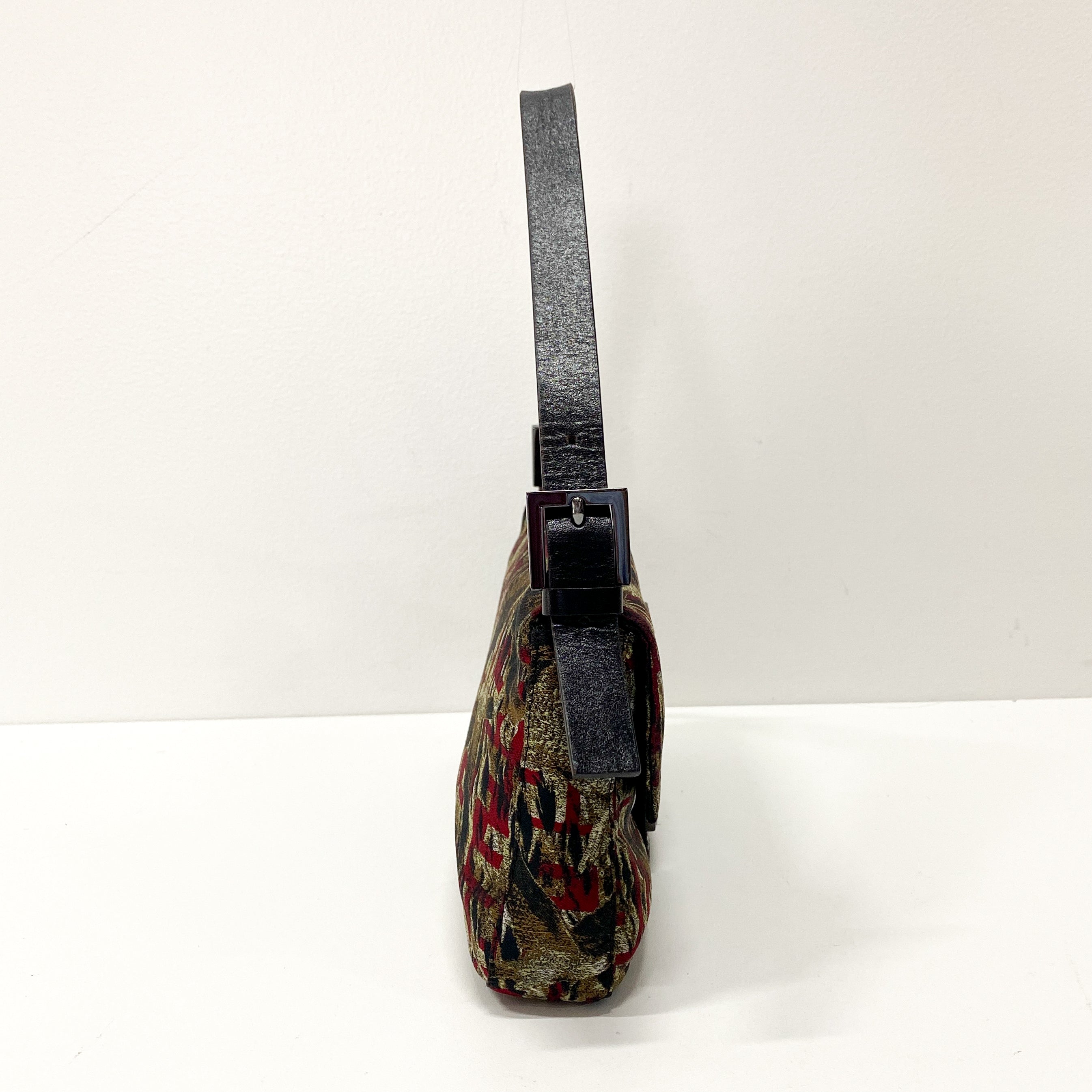 Zucca Bird Printed Baguette Shoulder bag Red x Brown