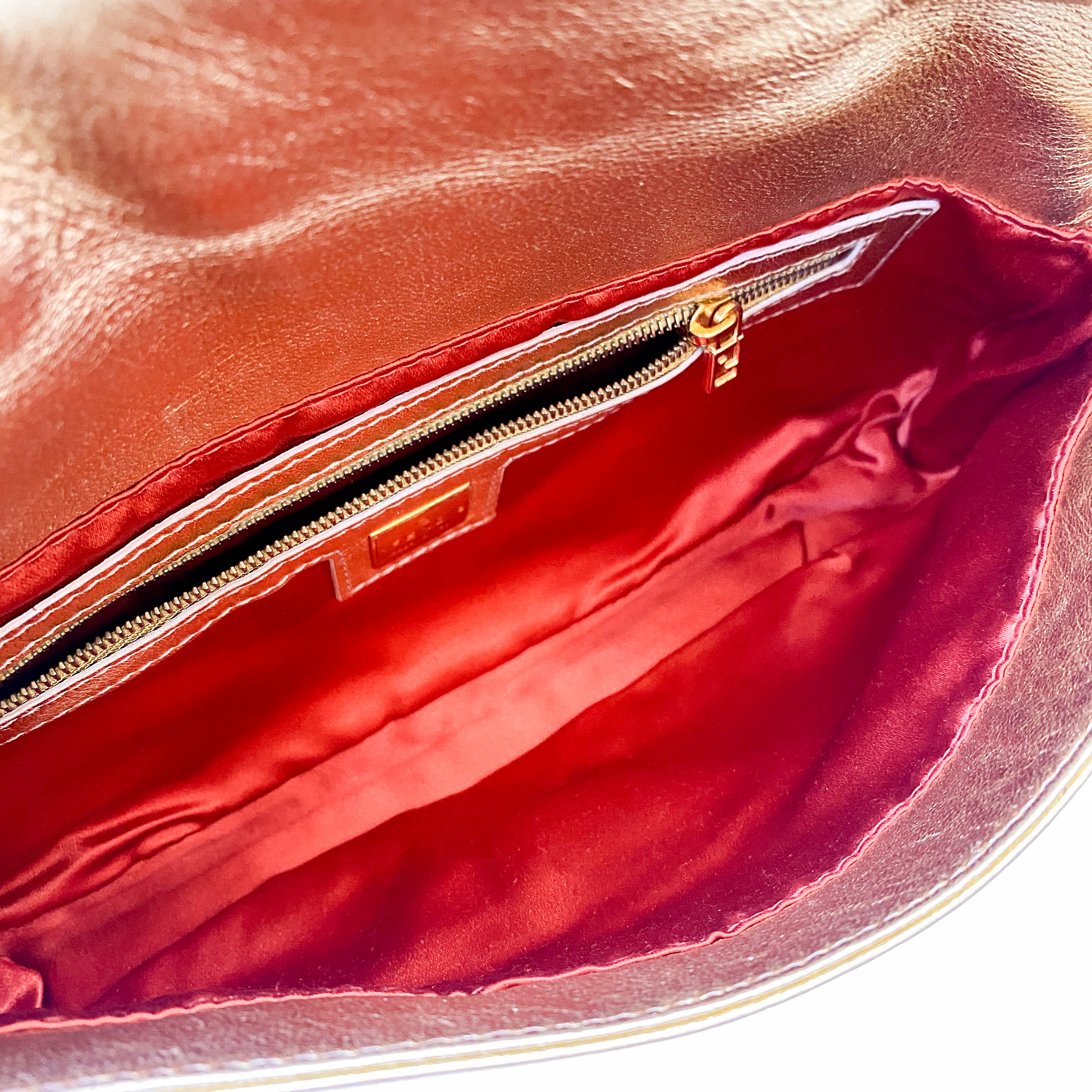 Baguette Gold Leather with Rhinestone Buckle Shoulder Bag