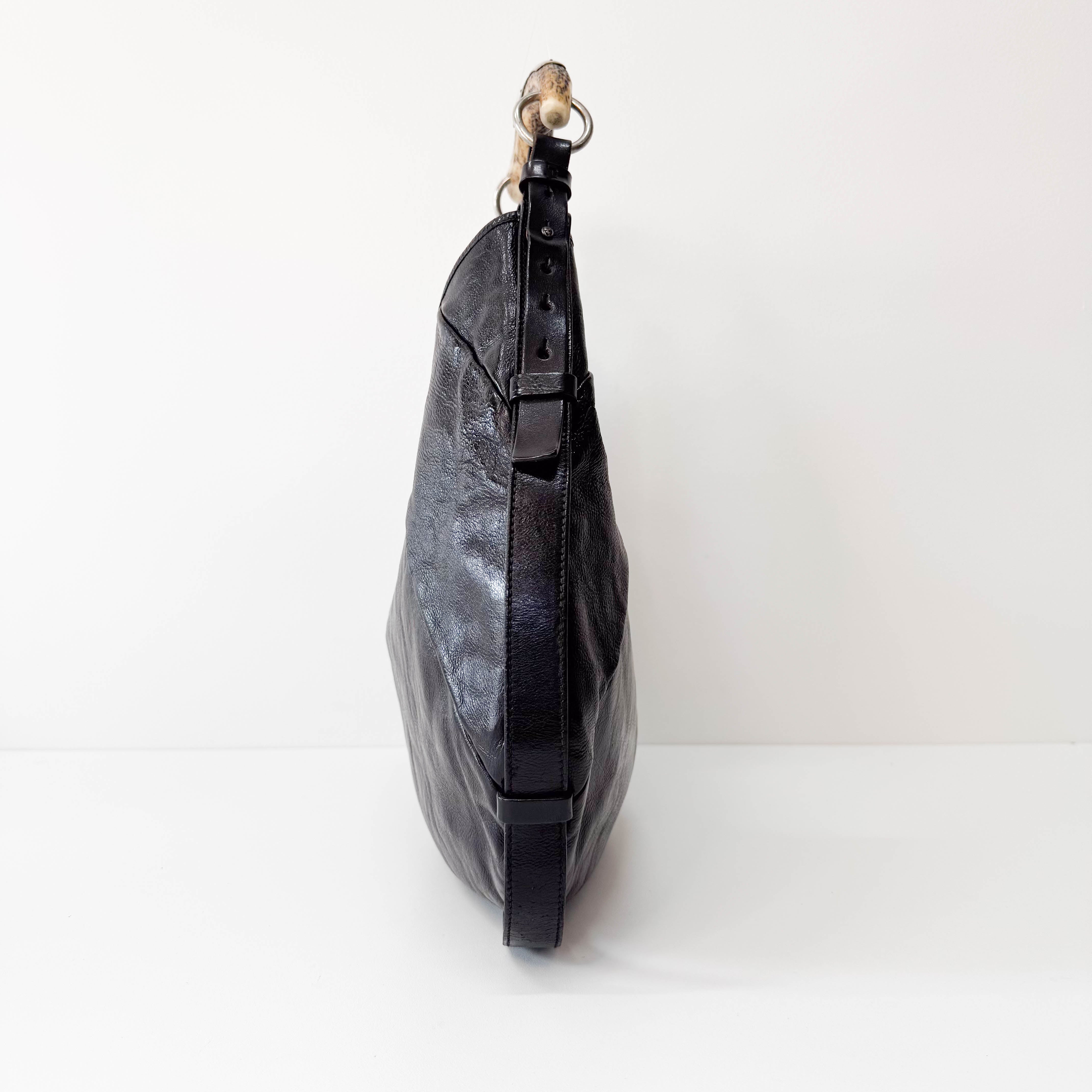Mombasa Black Leather Shoulder Bag