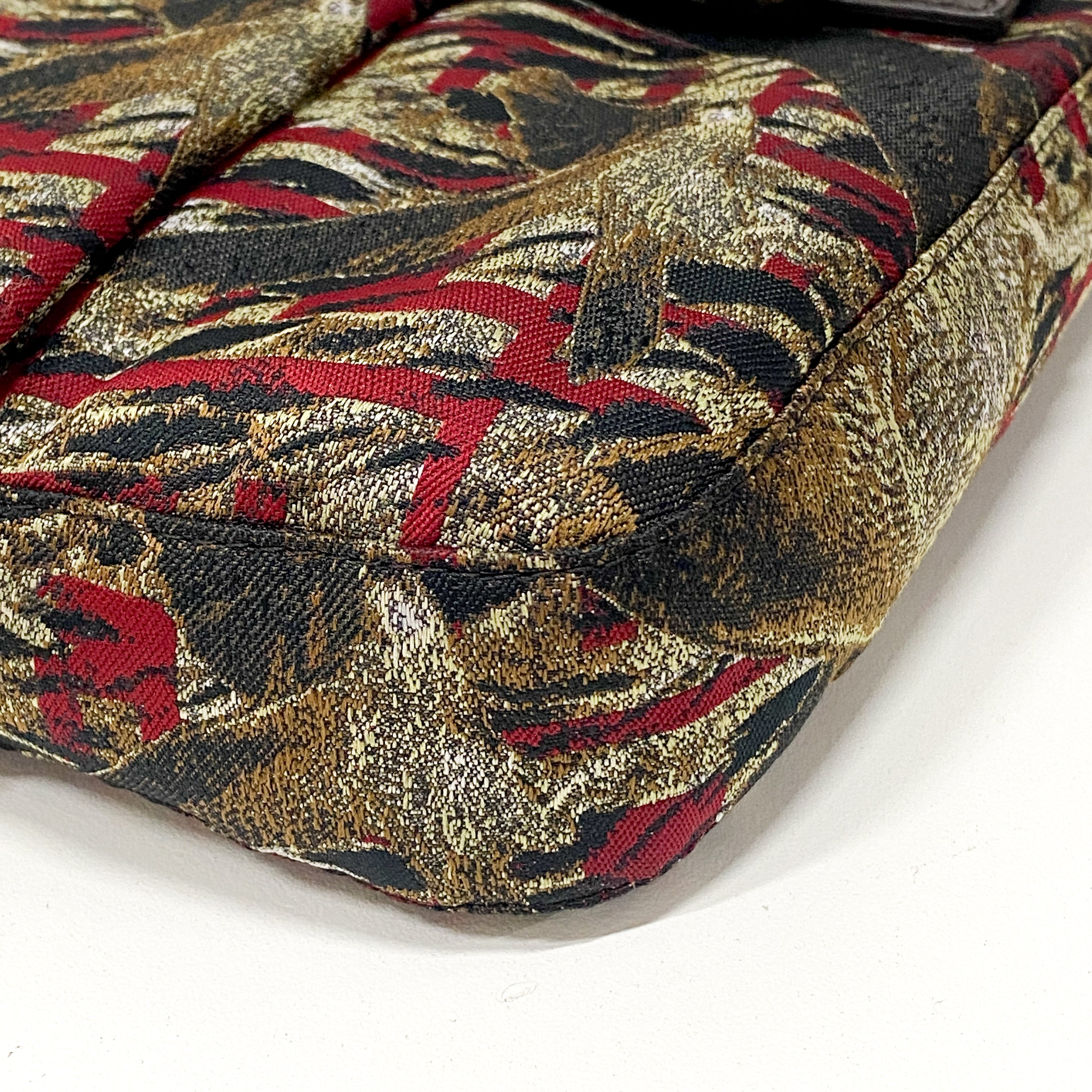 Zucca Bird Printed Baguette Shoulder bag Red x Brown