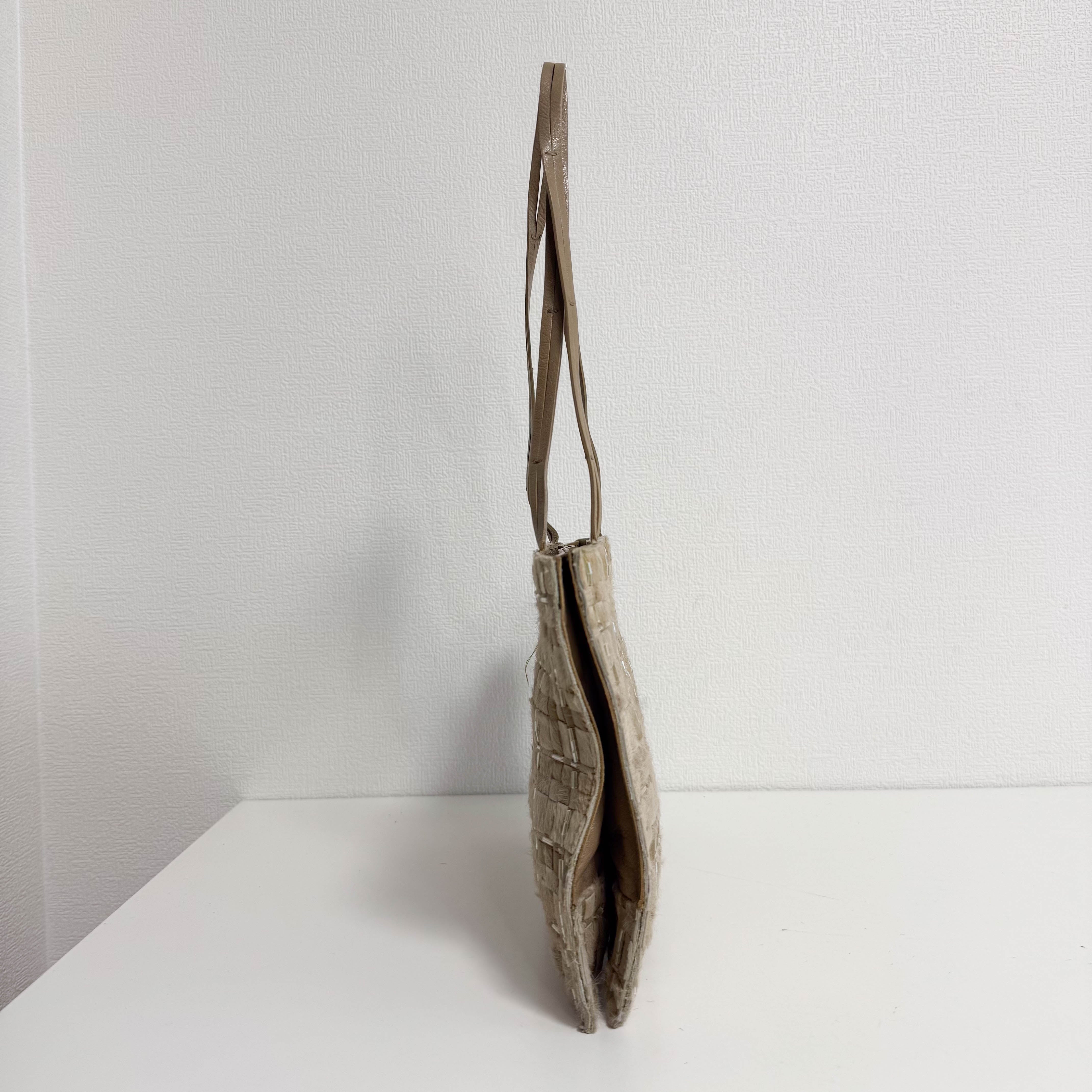 Vintage Intrecciato Beige Pony Hair Shoulder Bag