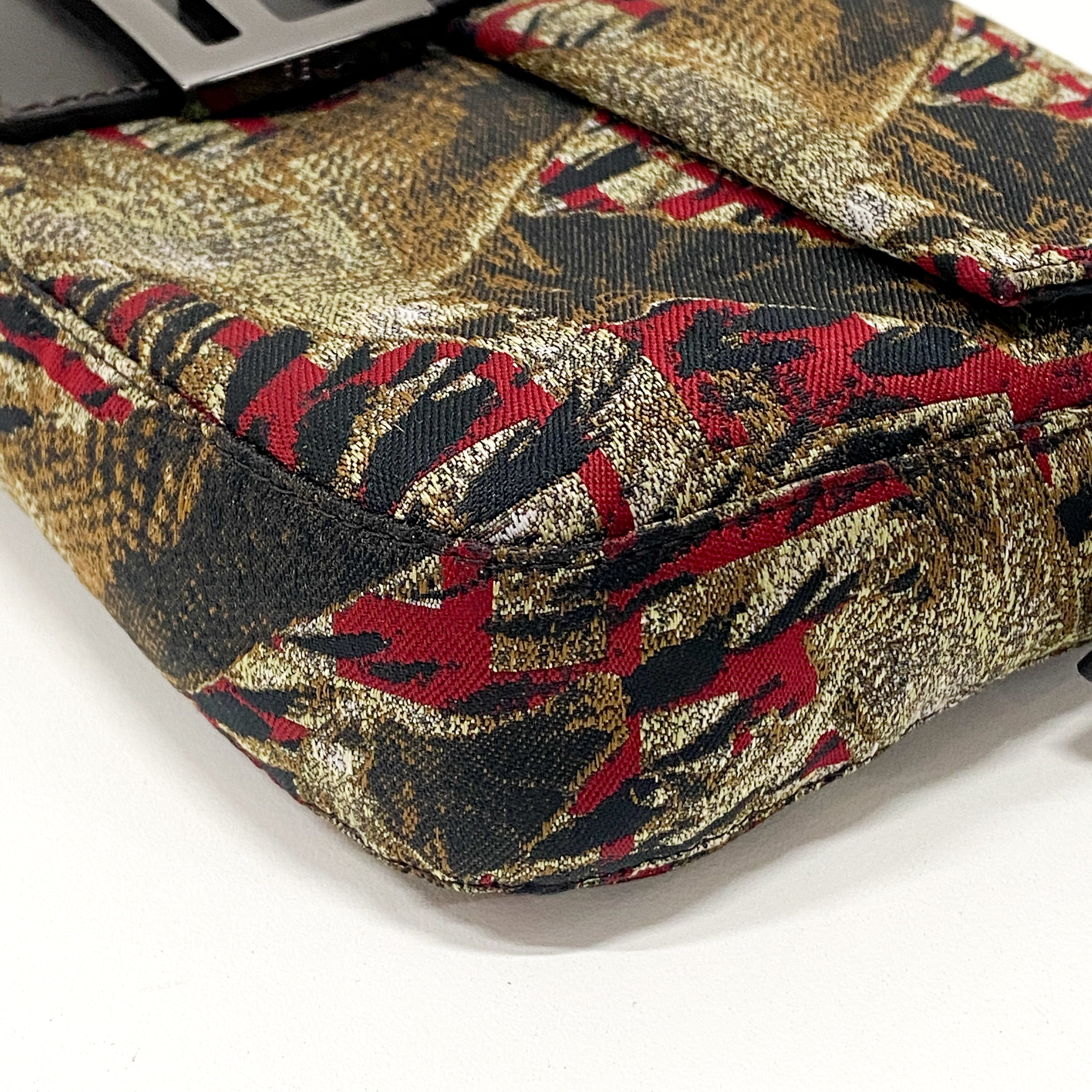 Zucca Bird Printed Baguette Shoulder bag Red x Brown