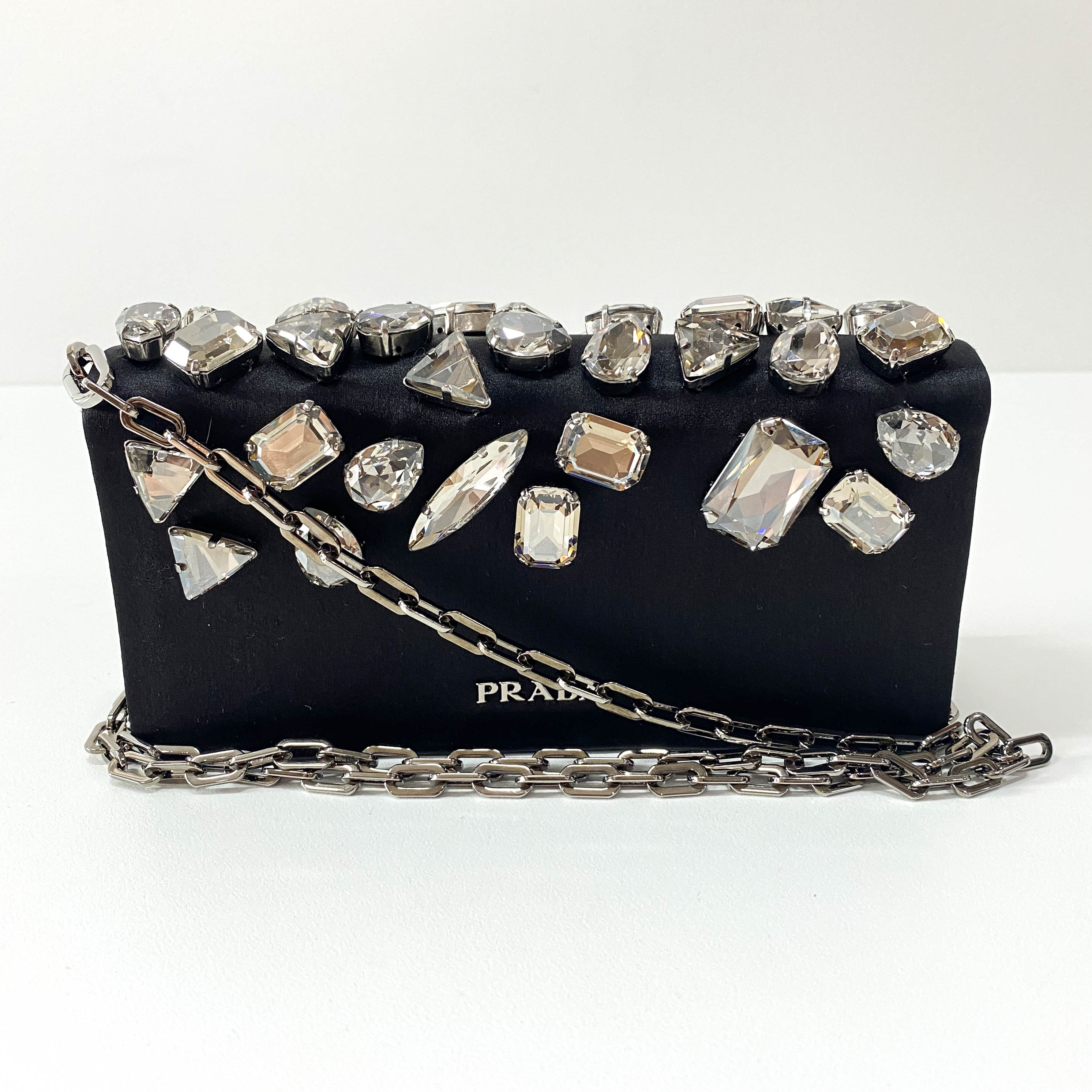 Bijou Black Satin Chain Shoulder Bag