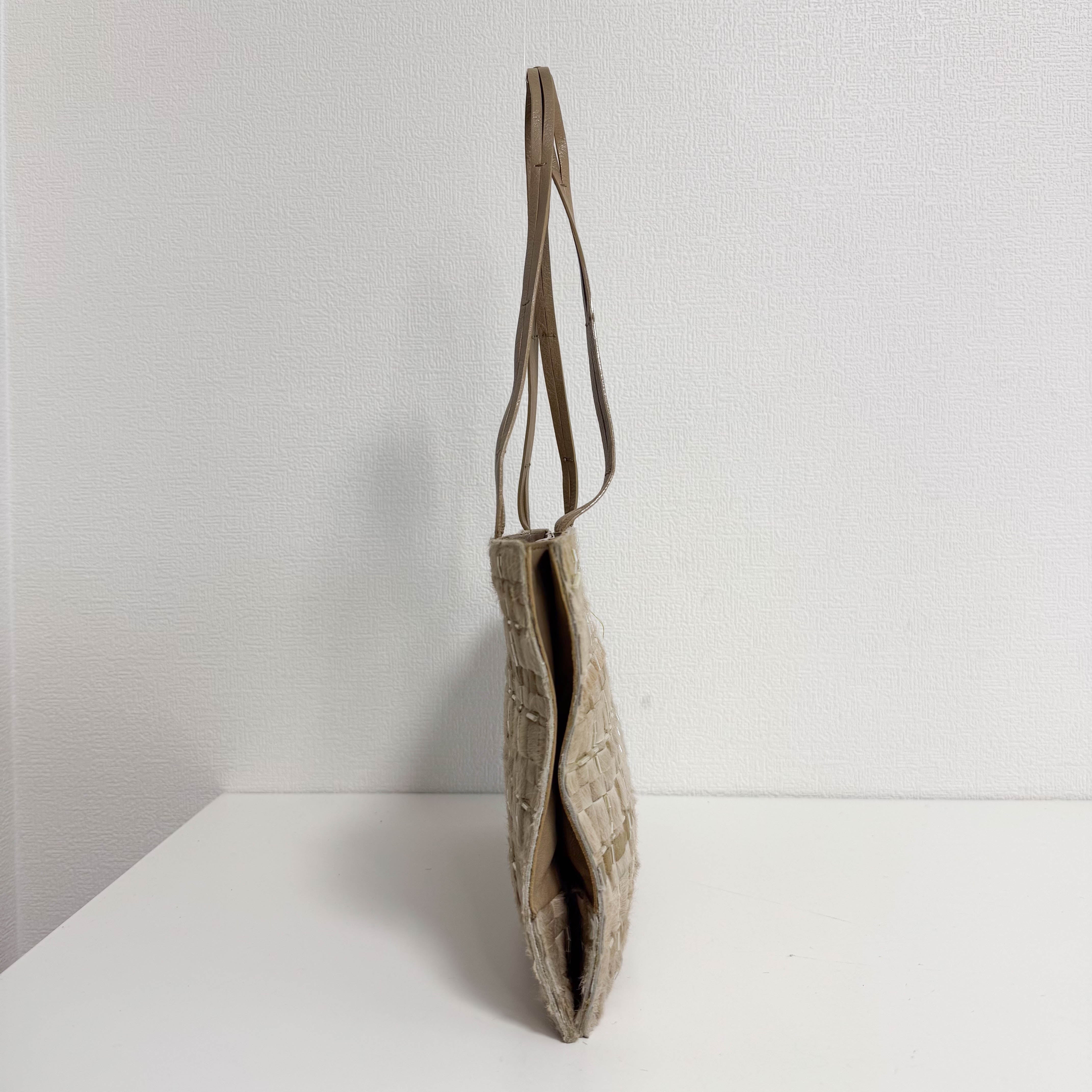 Vintage Intrecciato Beige Pony Hair Shoulder Bag