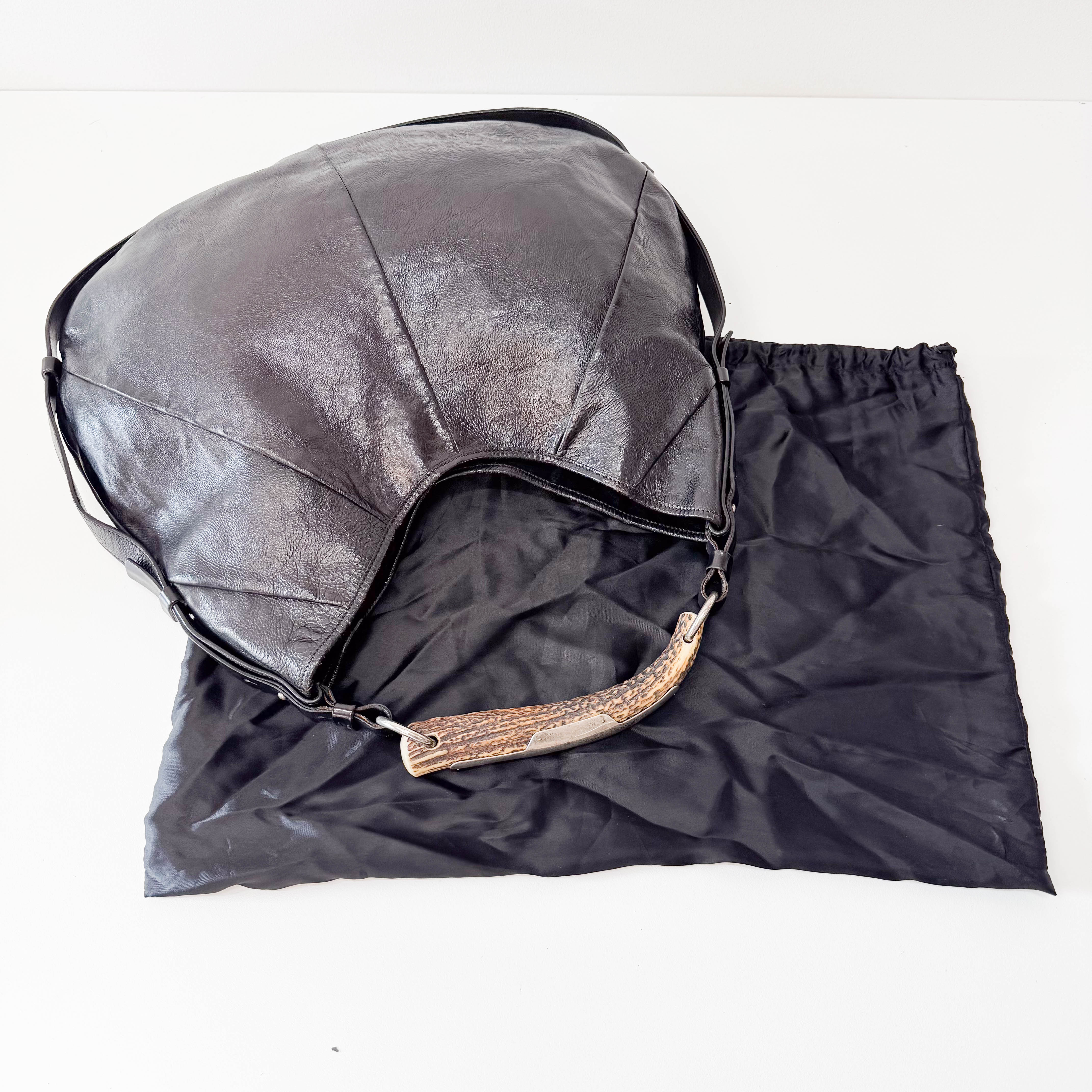Mombasa Black Leather Shoulder Bag