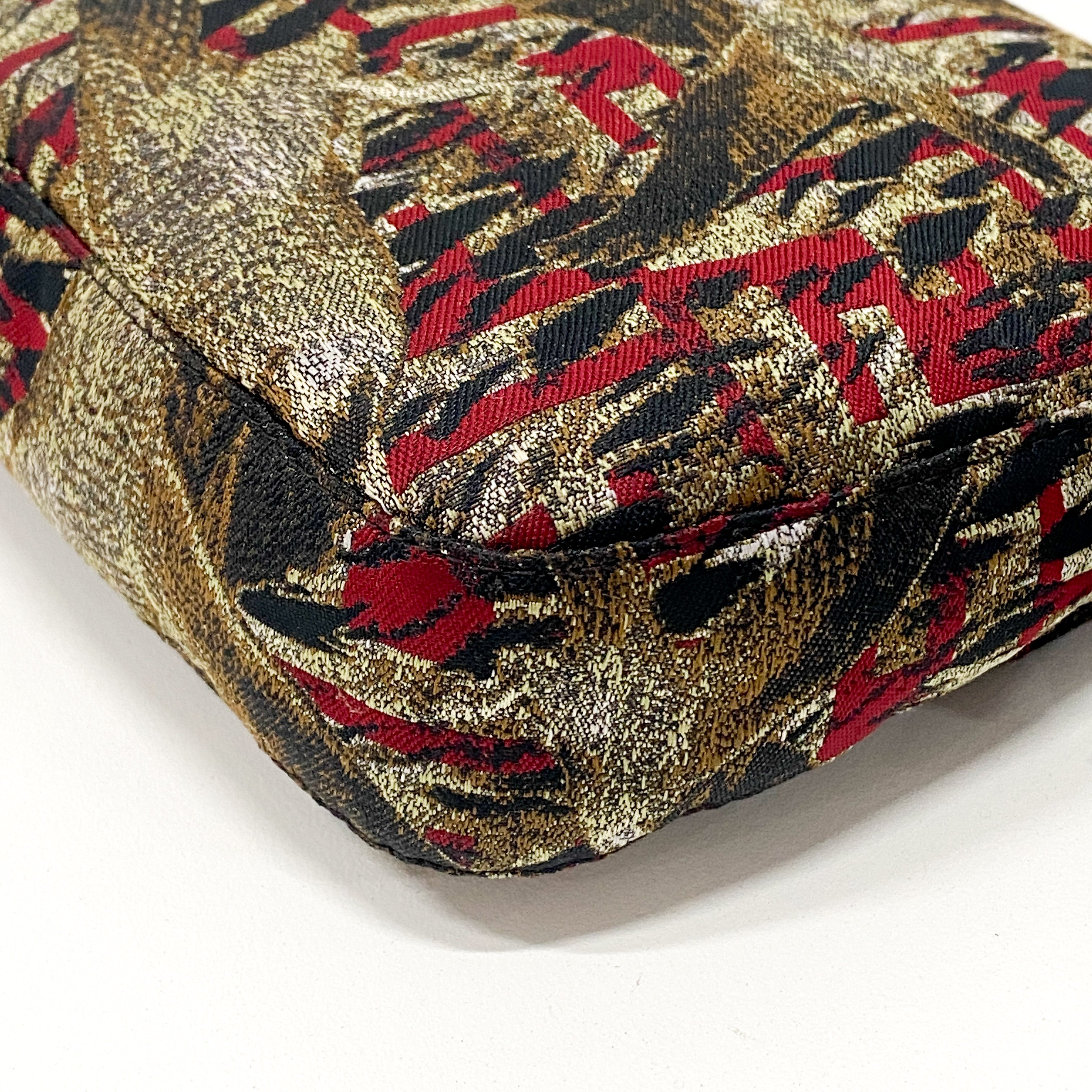 Zucca Bird Printed Baguette Shoulder bag Red x Brown