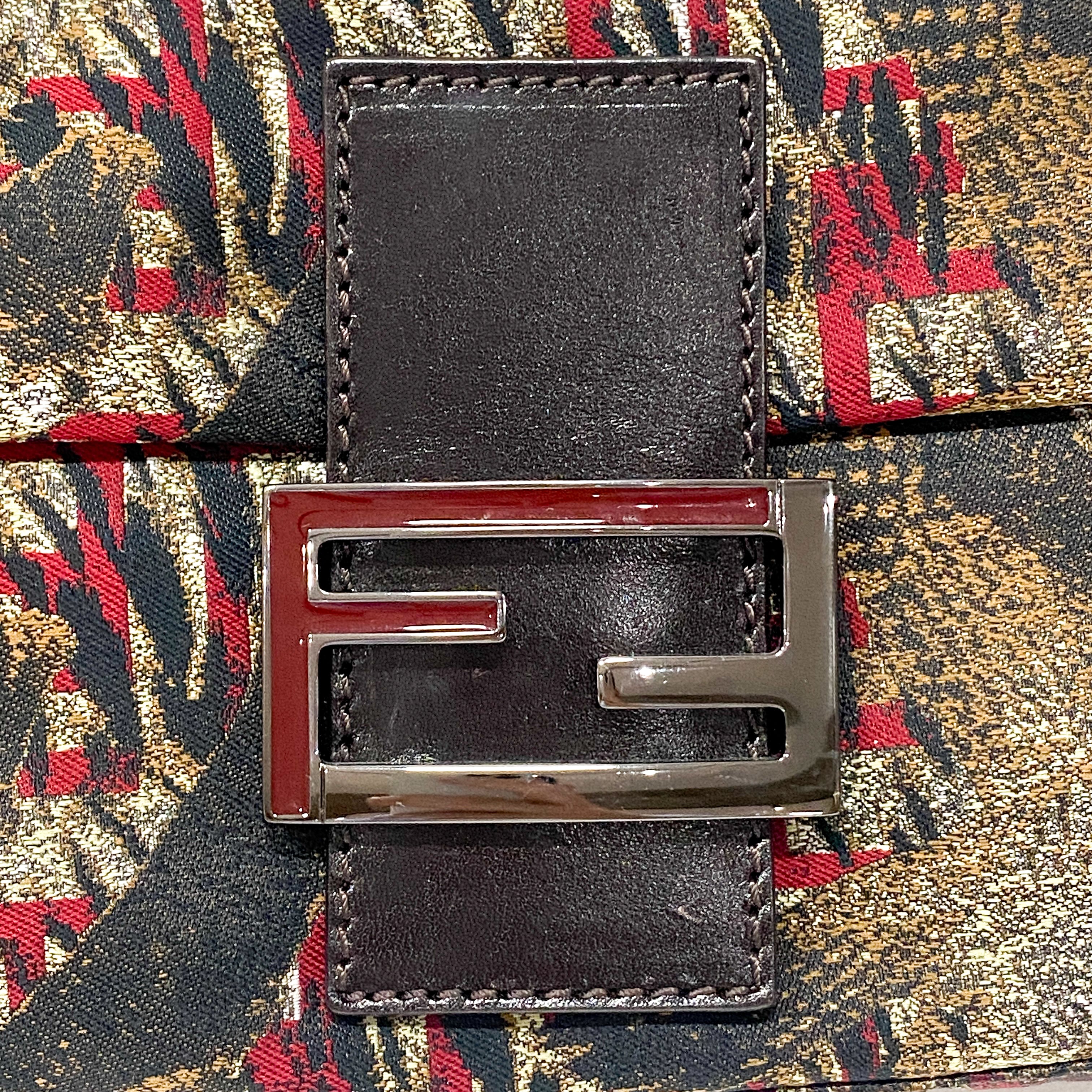 Zucca Bird Printed Baguette Shoulder bag Red x Brown