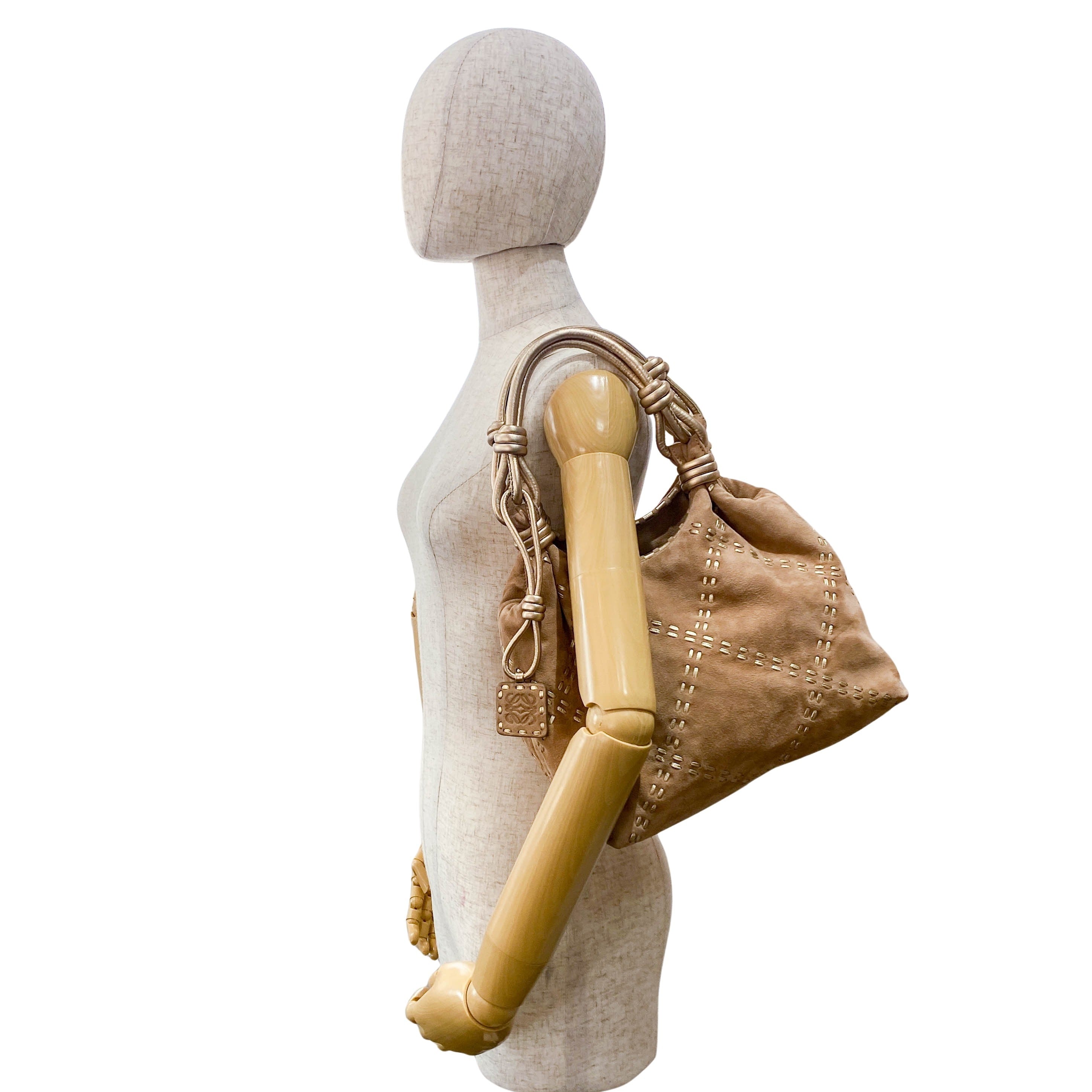 Rose Gold Suede Shoulder Bag