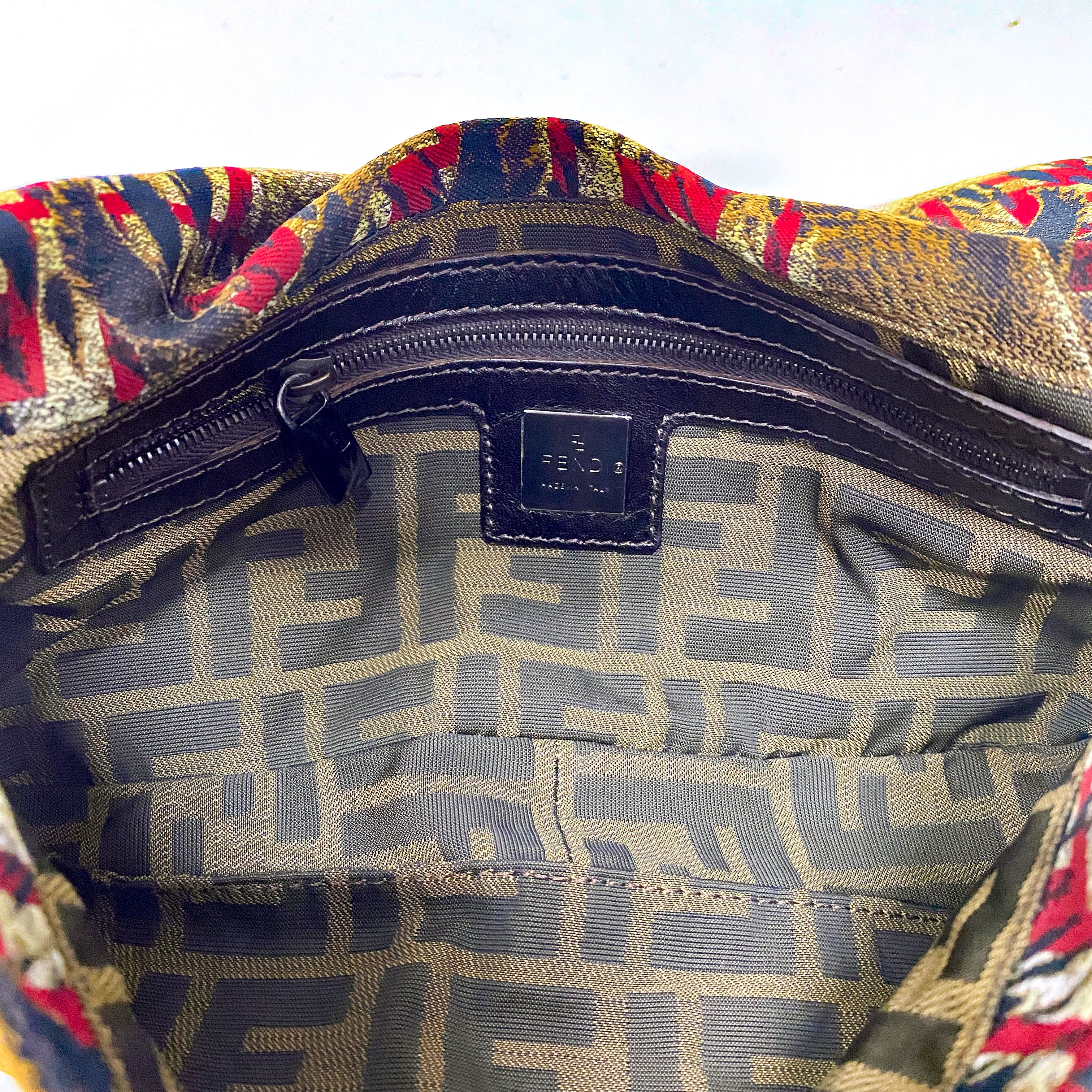 Zucca Bird Printed Baguette Shoulder bag Red x Brown