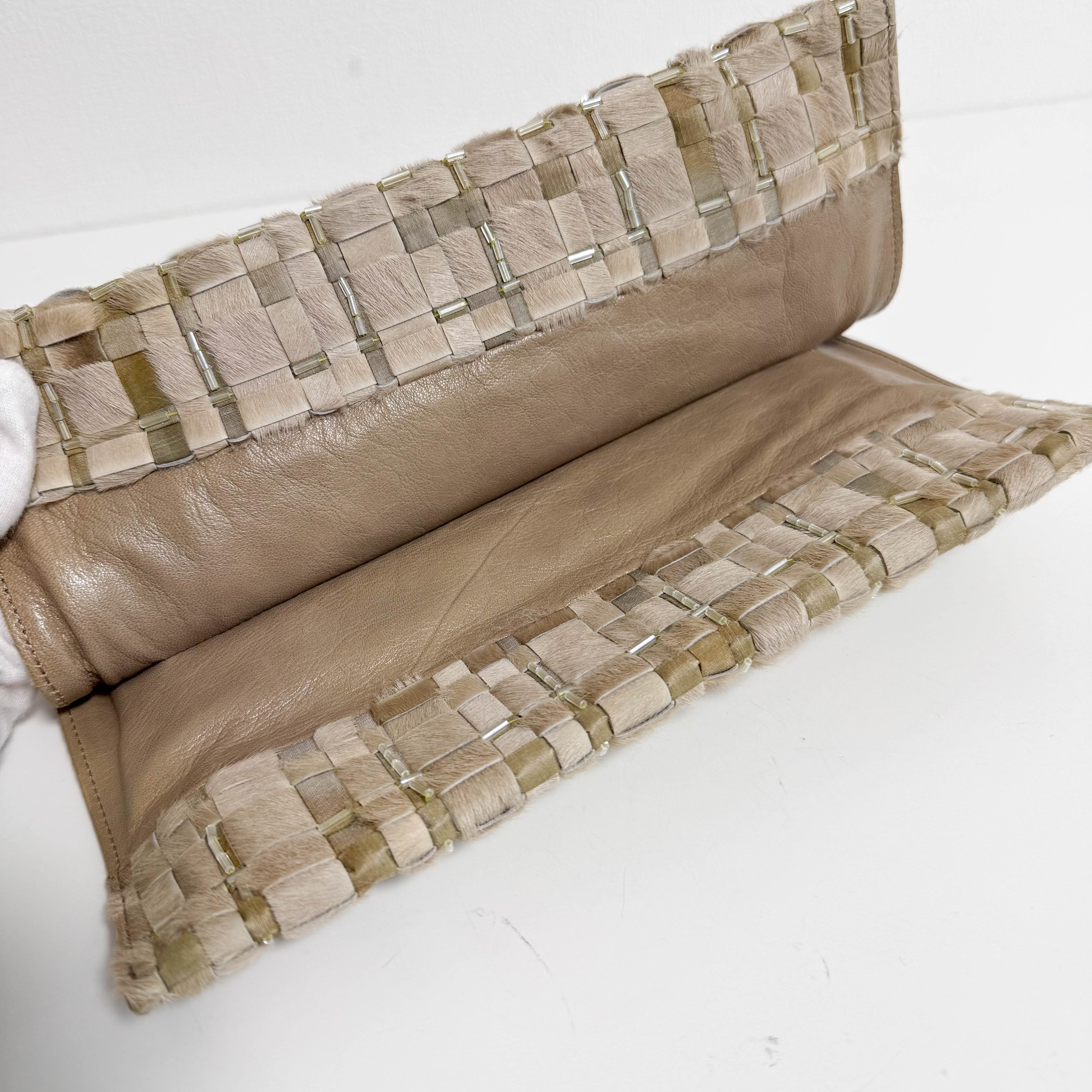 Vintage Intrecciato Beige Pony Hair Shoulder Bag