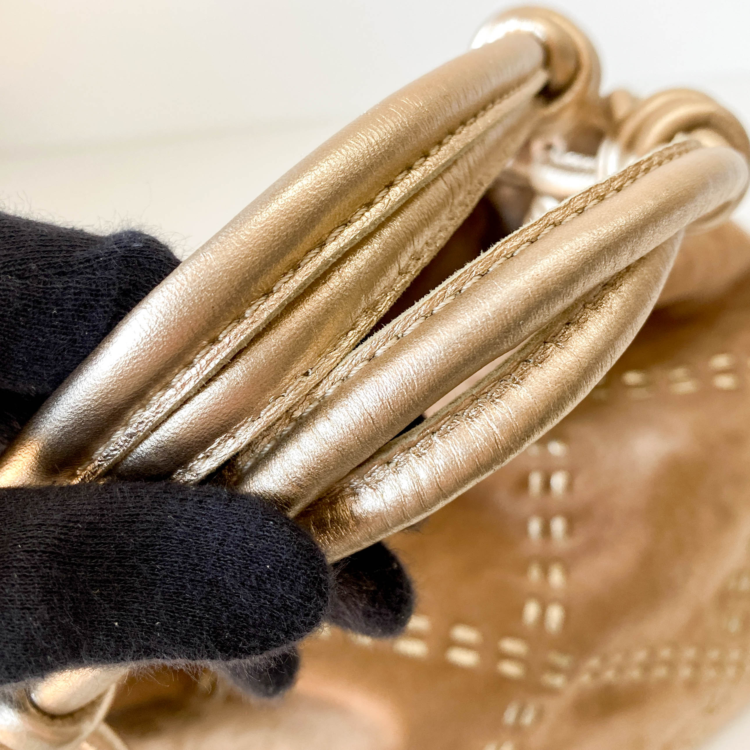 Rose Gold Suede Shoulder Bag