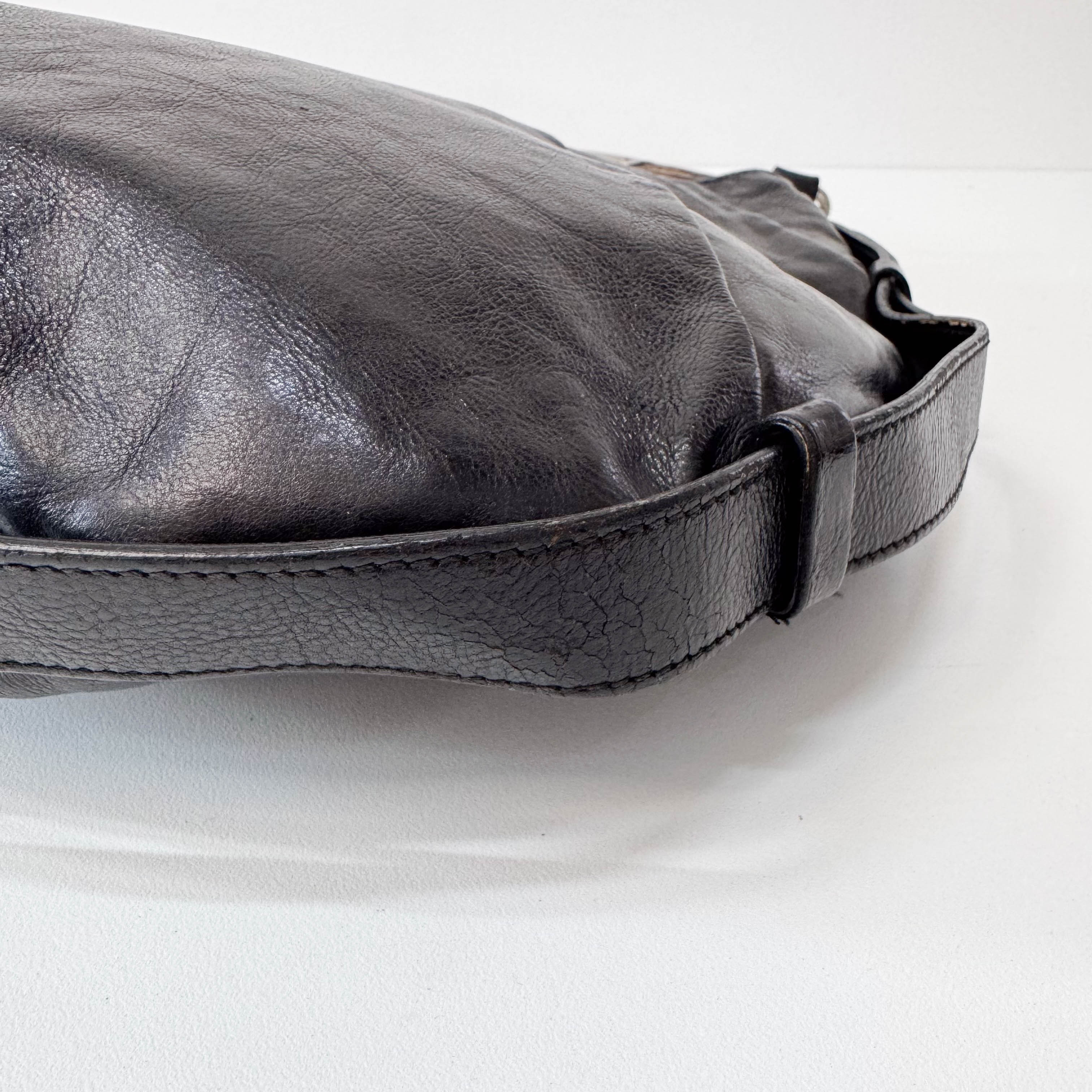 Mombasa Black Leather Shoulder Bag