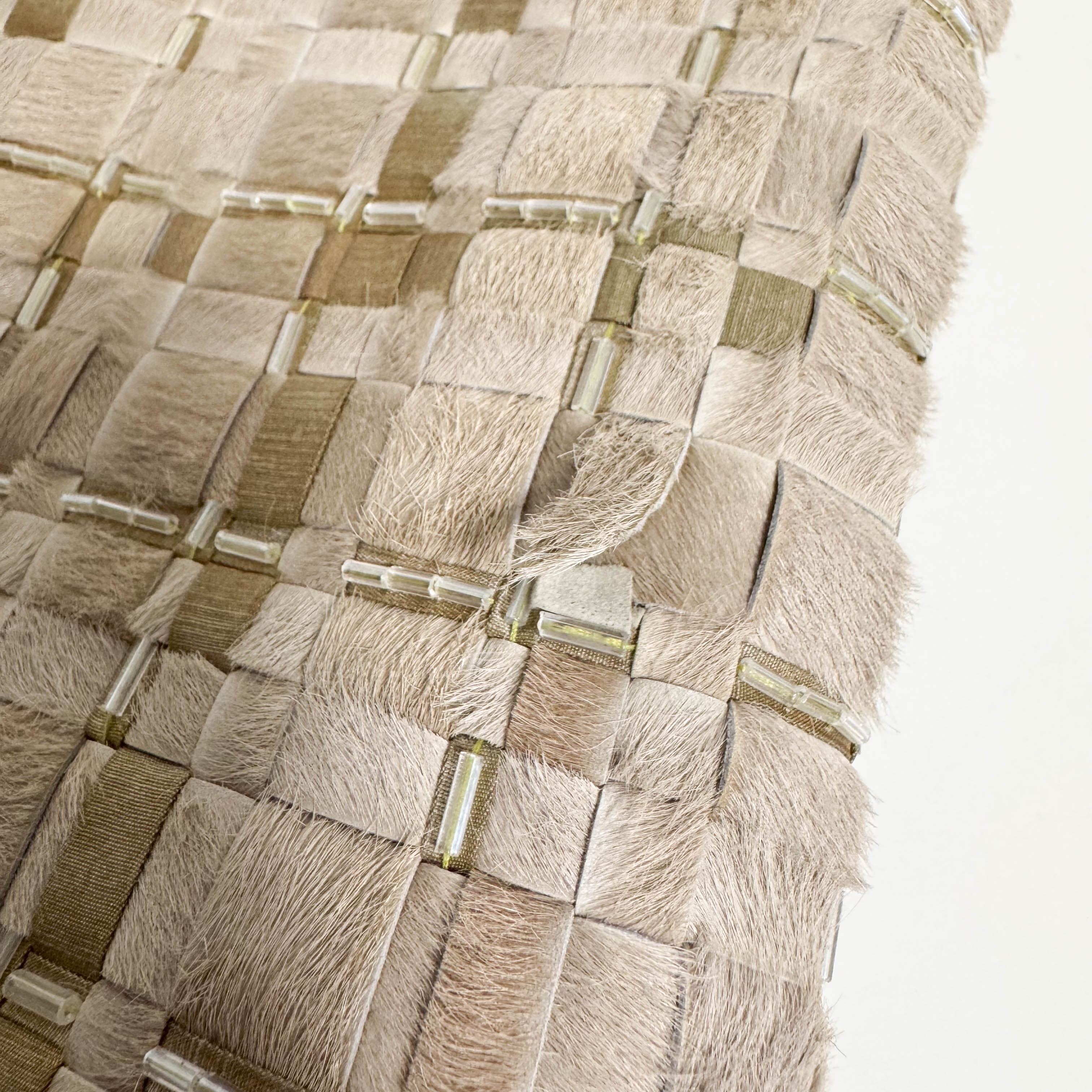 Vintage Intrecciato Beige Pony Hair Shoulder Bag