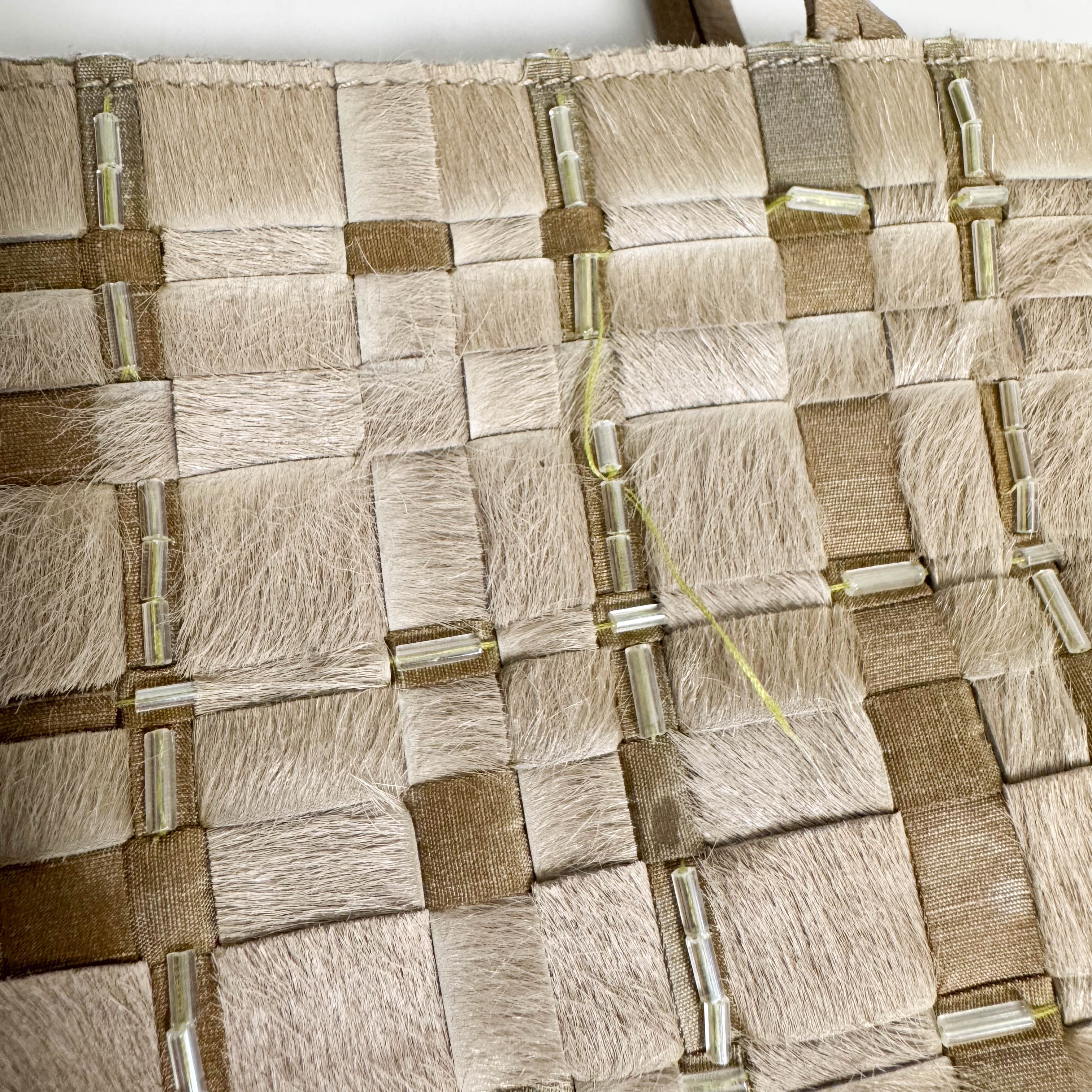 Vintage Intrecciato Beige Pony Hair Shoulder Bag