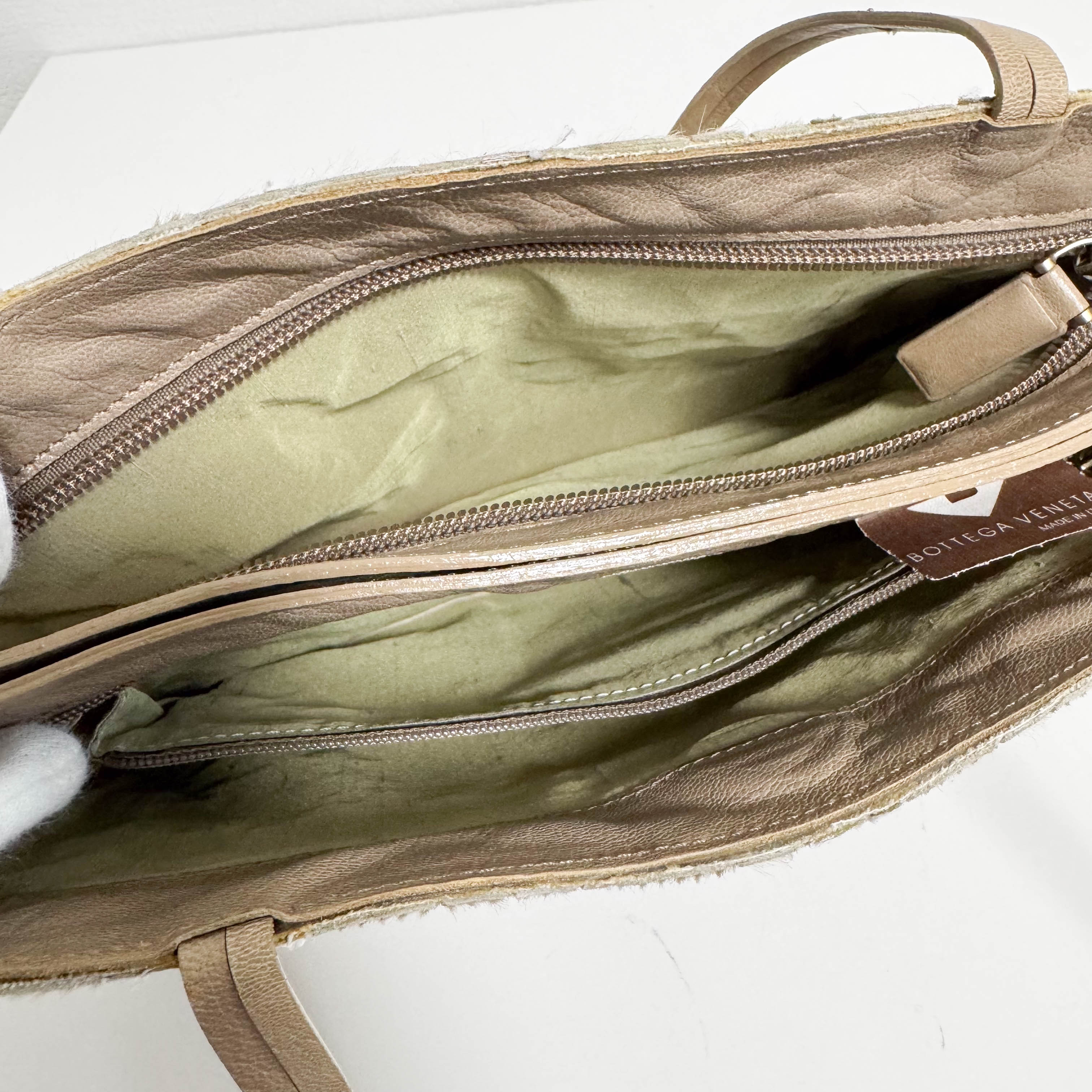 Vintage Intrecciato Beige Pony Hair Shoulder Bag