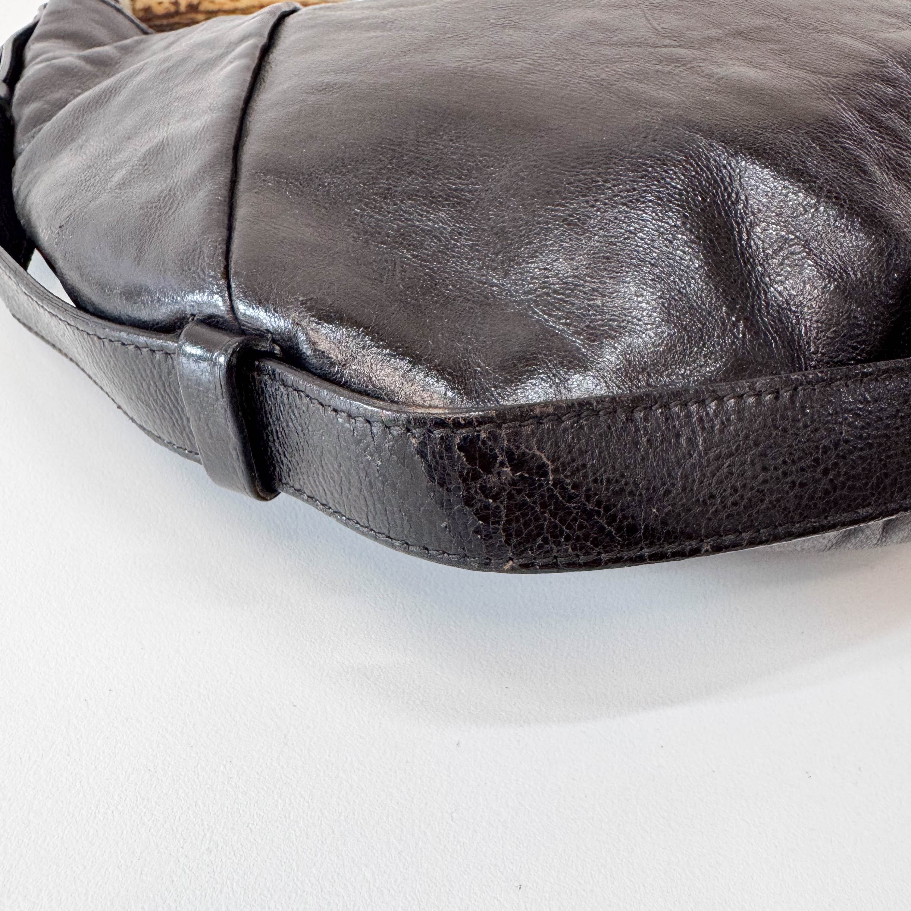 Mombasa Black Leather Shoulder Bag