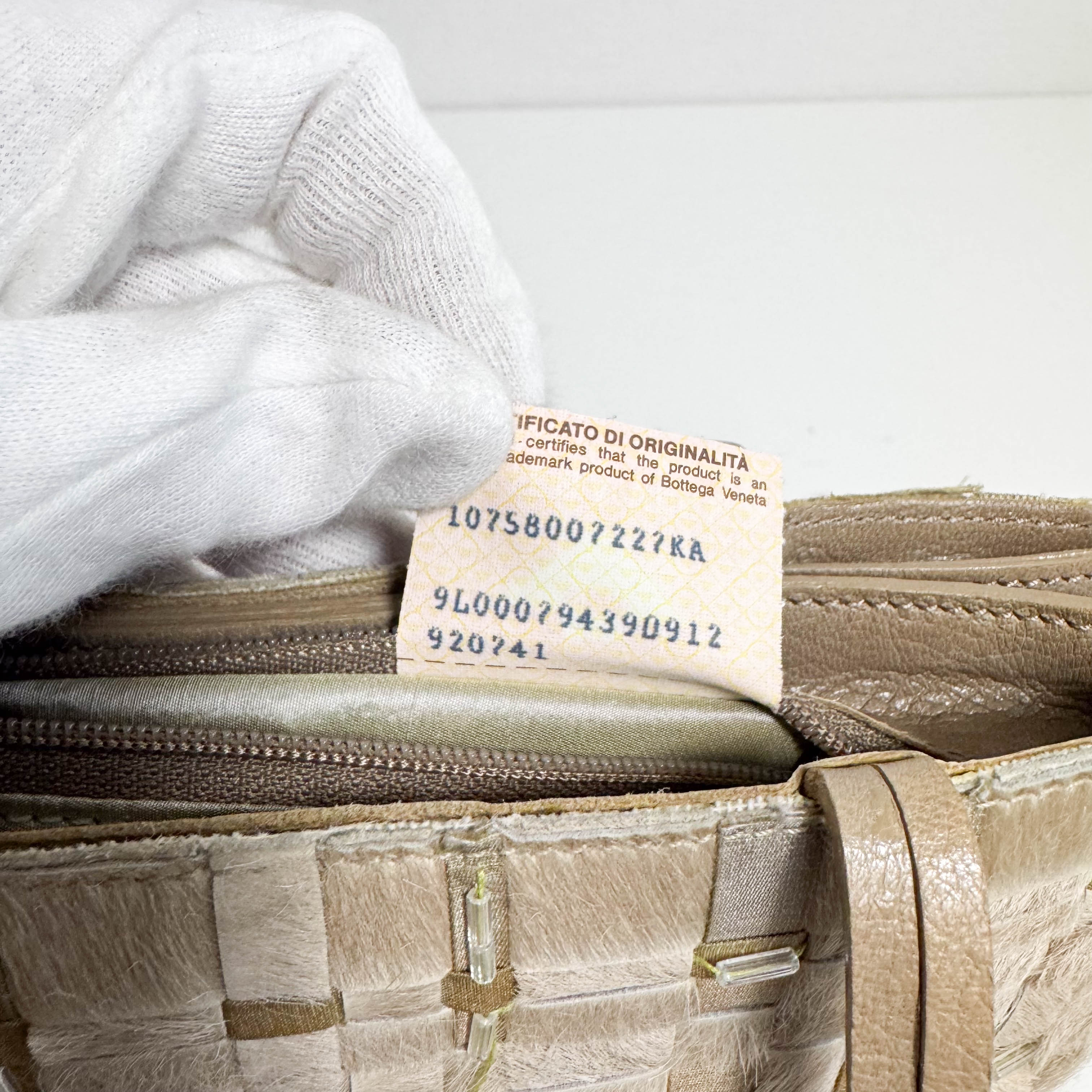 Vintage Intrecciato Beige Pony Hair Shoulder Bag